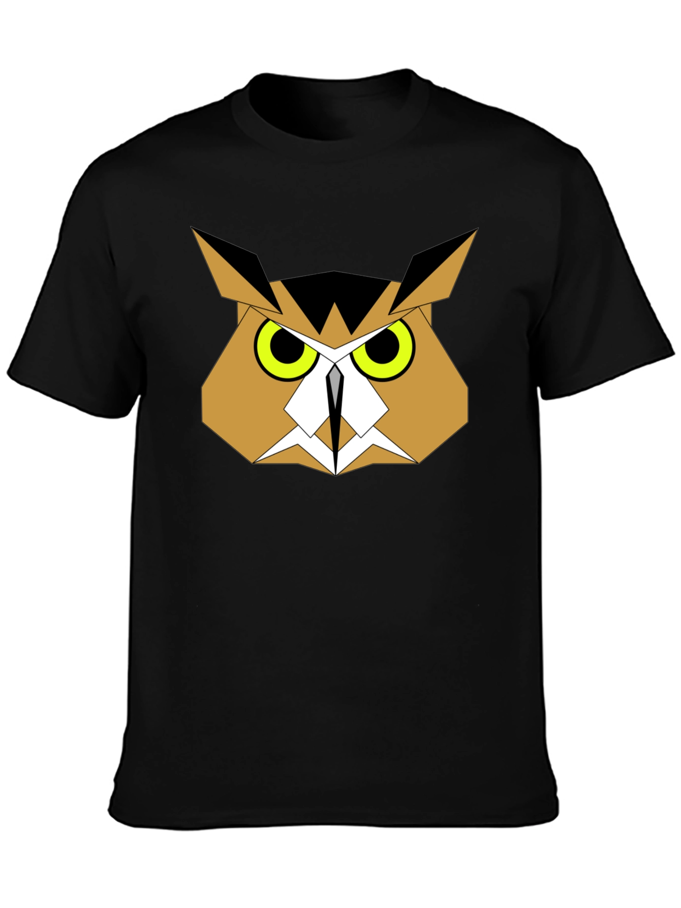 Geometric Owl Graphic Tee - Black Cotton