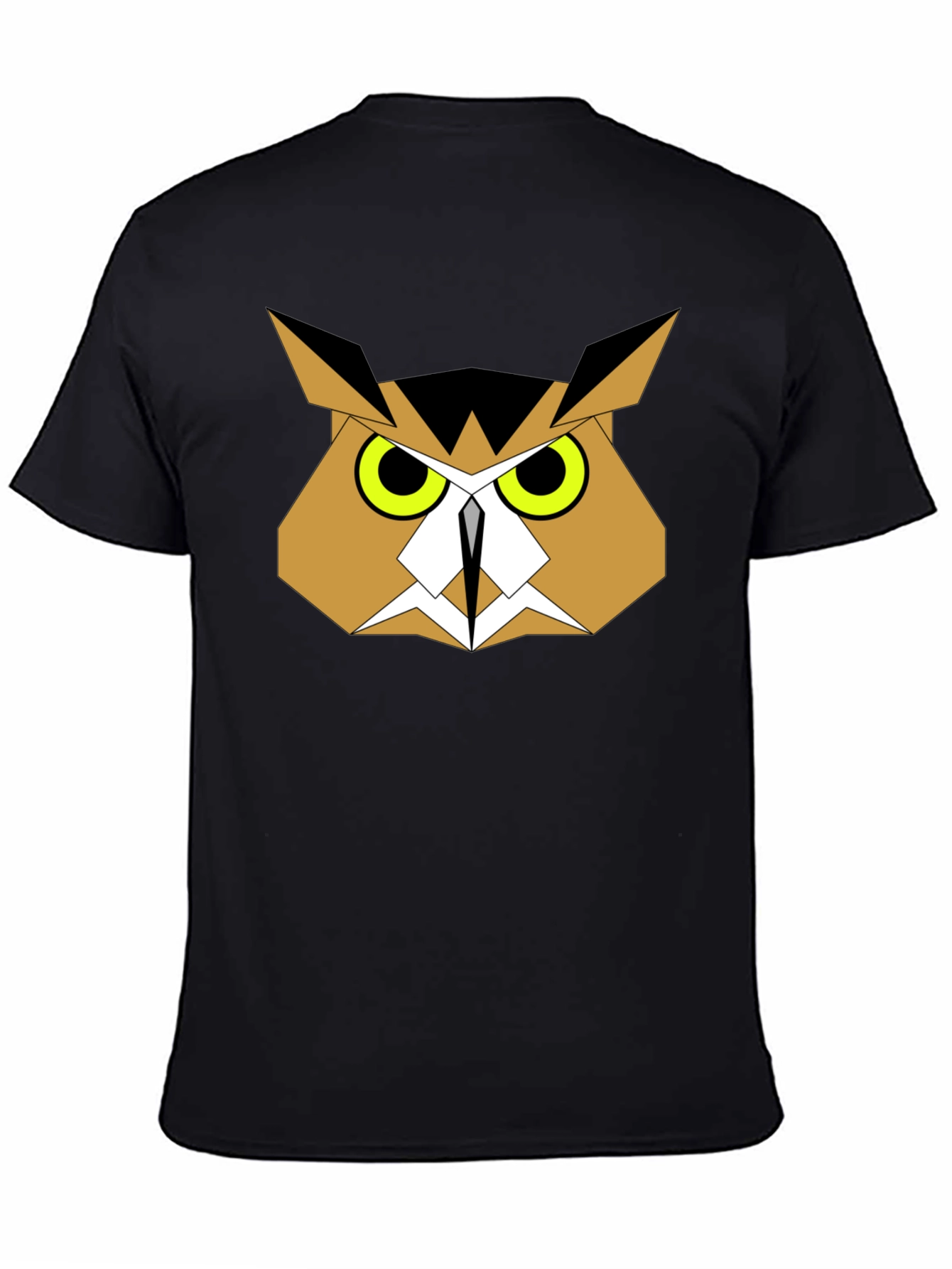 Geometric Owl Graphic Tee - Black Cotton