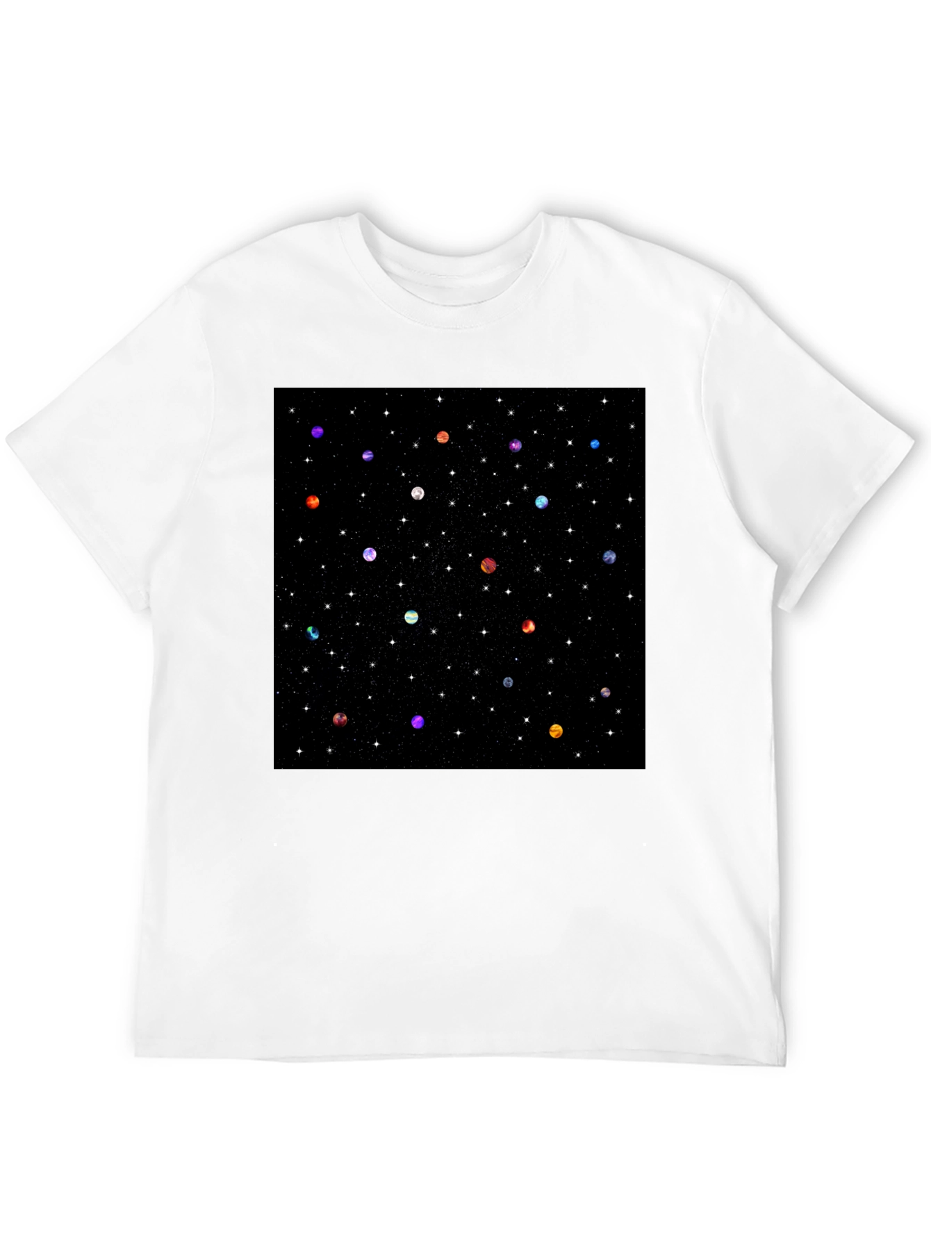 Galaxy Planet Print Crew Neck T-Shirt