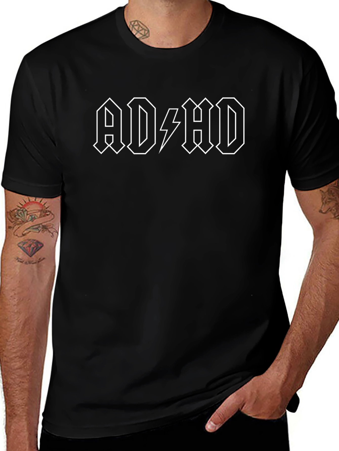 AD/HD Black Graphic Tee - Rock Style