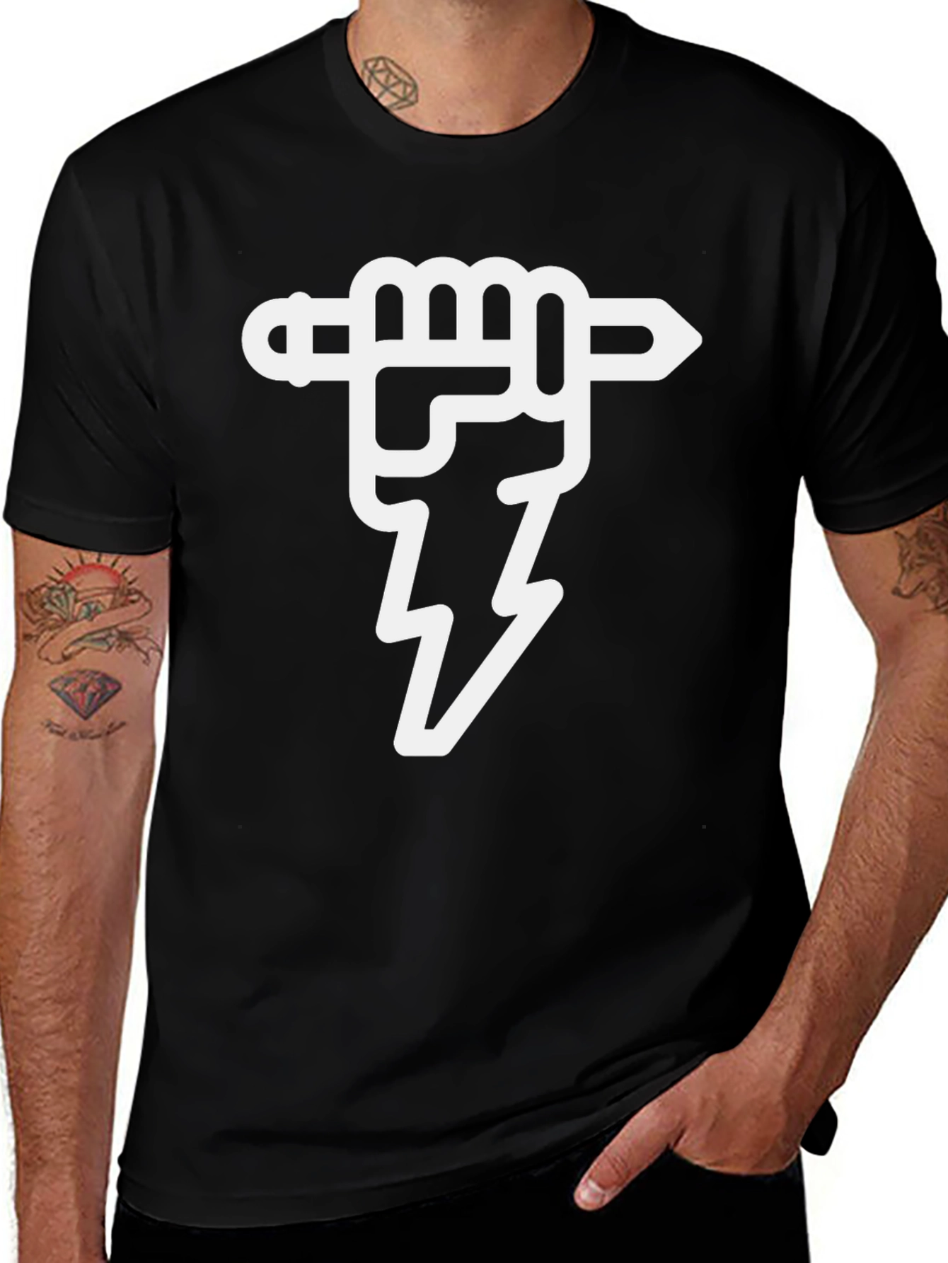Electricians Fist T-Shirt - Black Cotton Tee