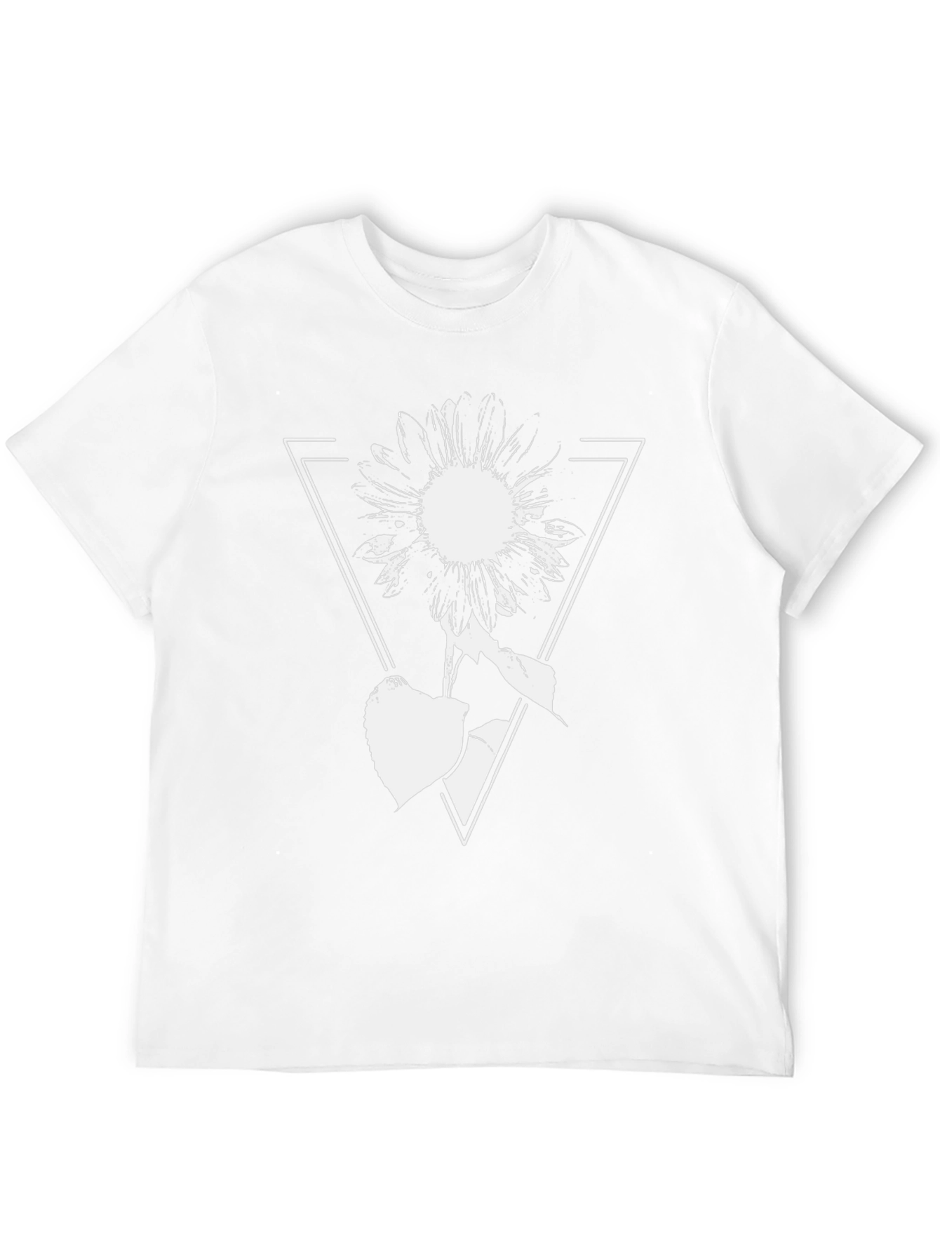 Geometric Floral Graphic Tee - Black Cotton Blend