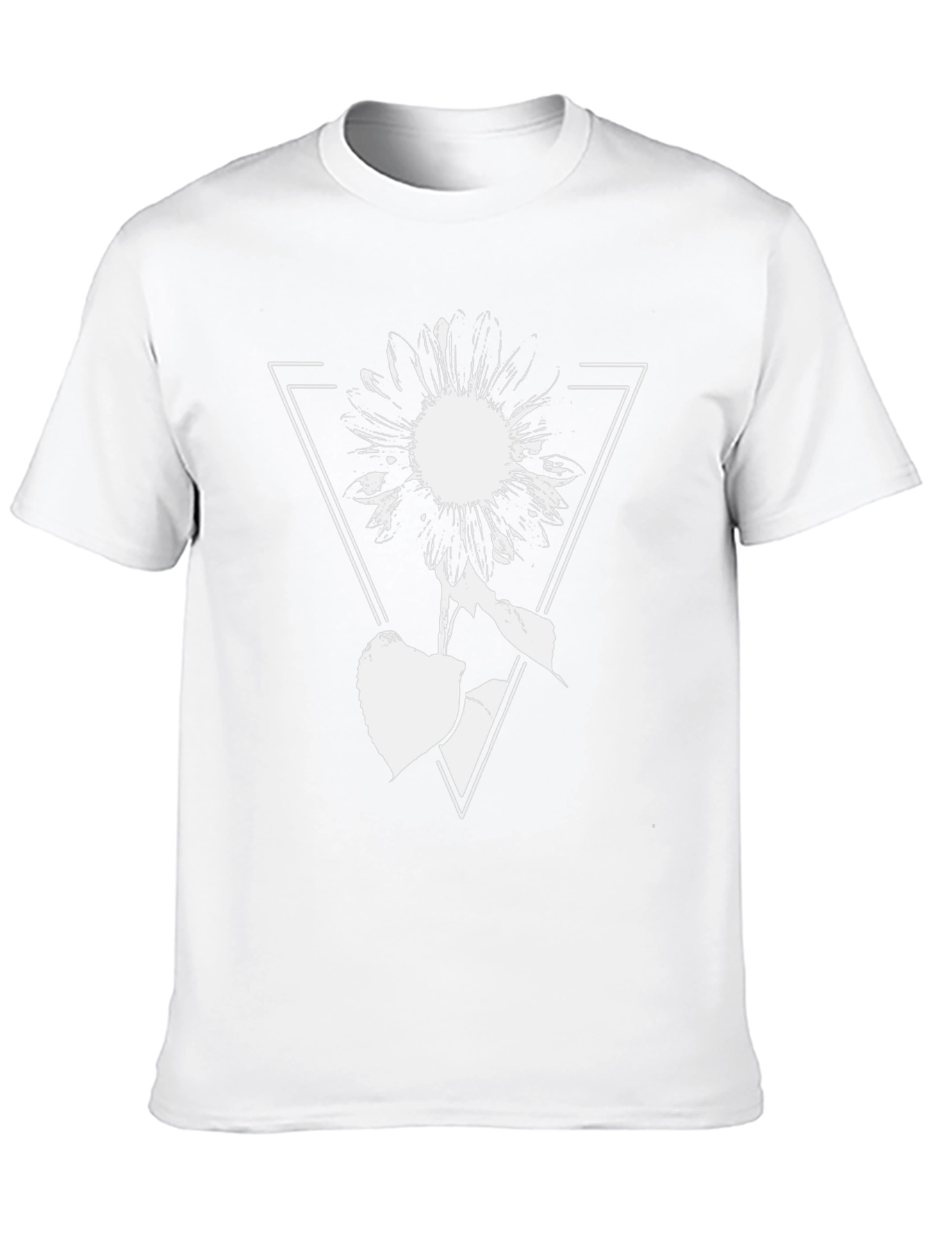 Geometric Floral Graphic Tee - Black Cotton Blend