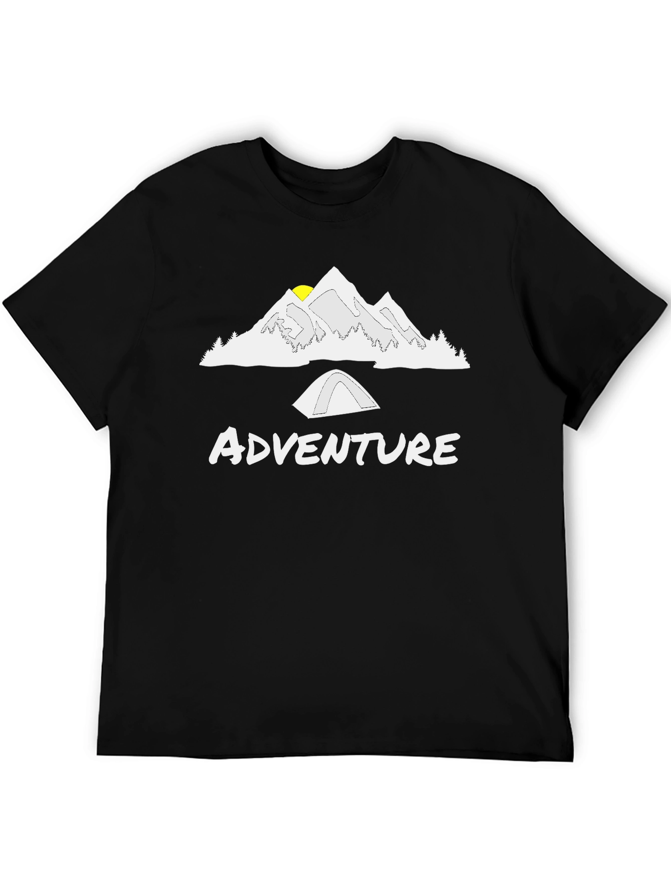 Adventure Awaits: Mountain & Tent Graphic T-Shirt