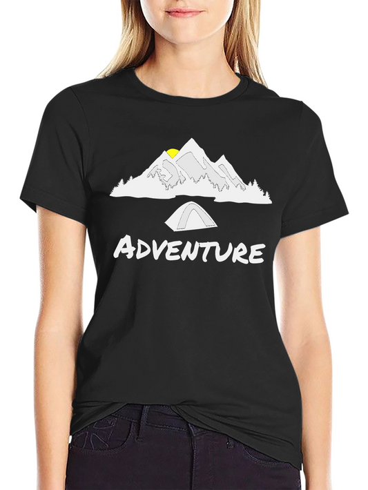 Adventure Awaits: Mountain & Tent Graphic T-Shirt