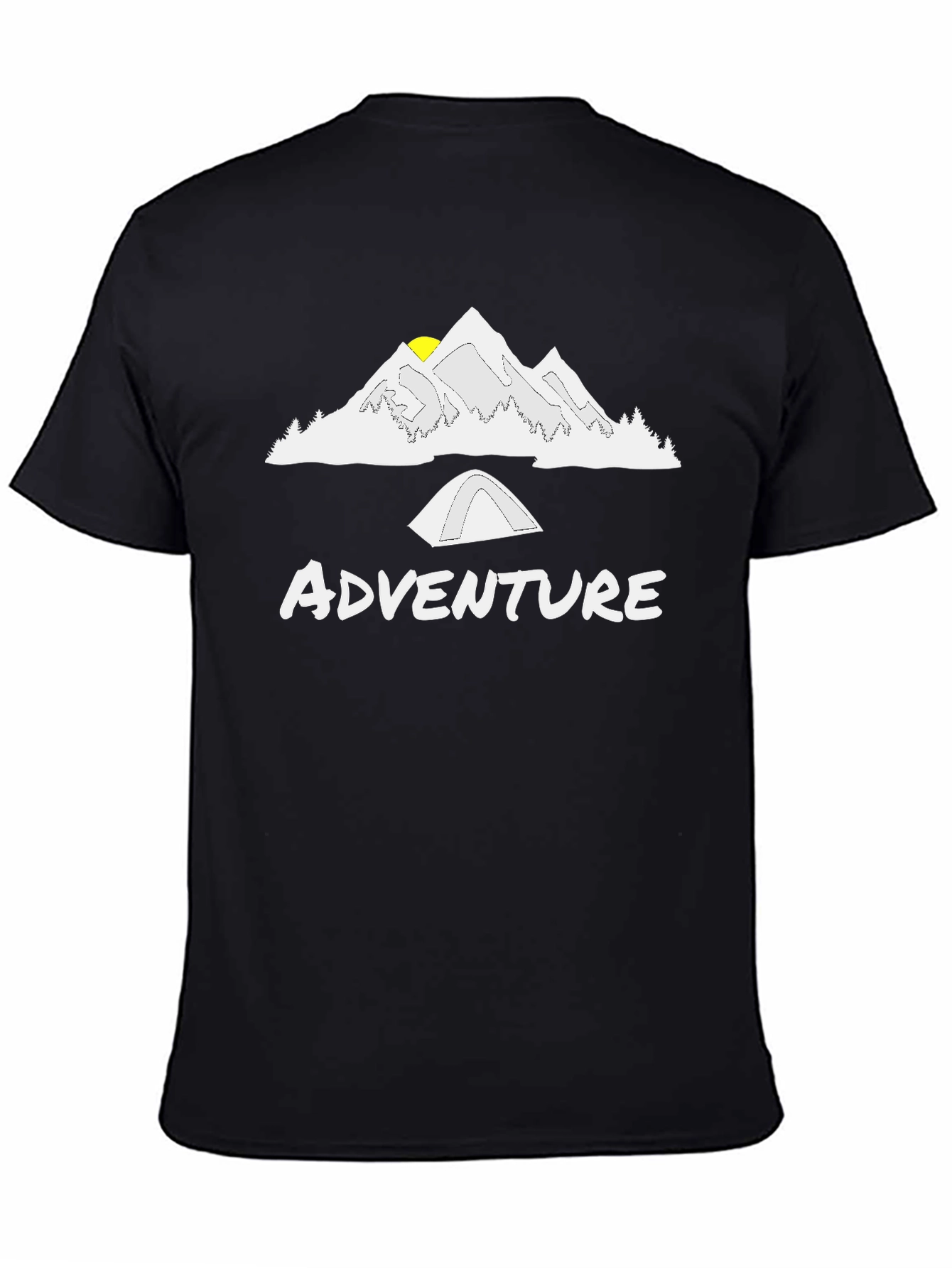 Adventure Awaits: Mountain & Tent Graphic T-Shirt