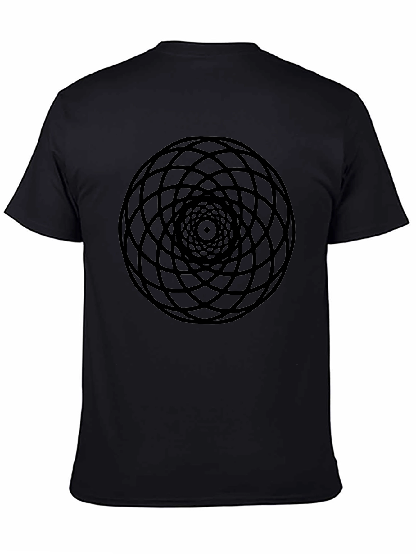 Geometric Circle Design Black T-Shirt
