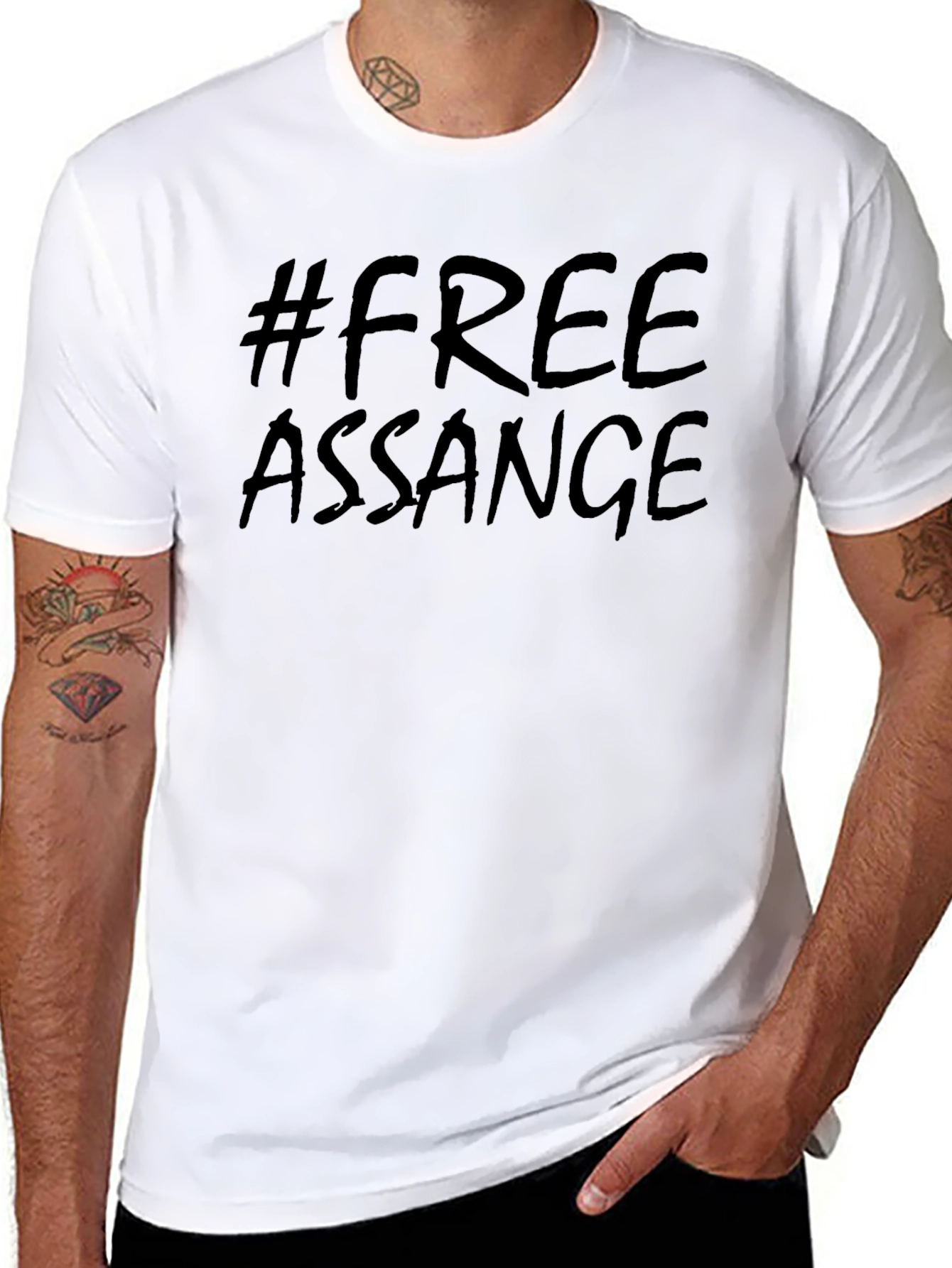 #FreeAssange Black Cotton Graphic Tee - Activism Shirt