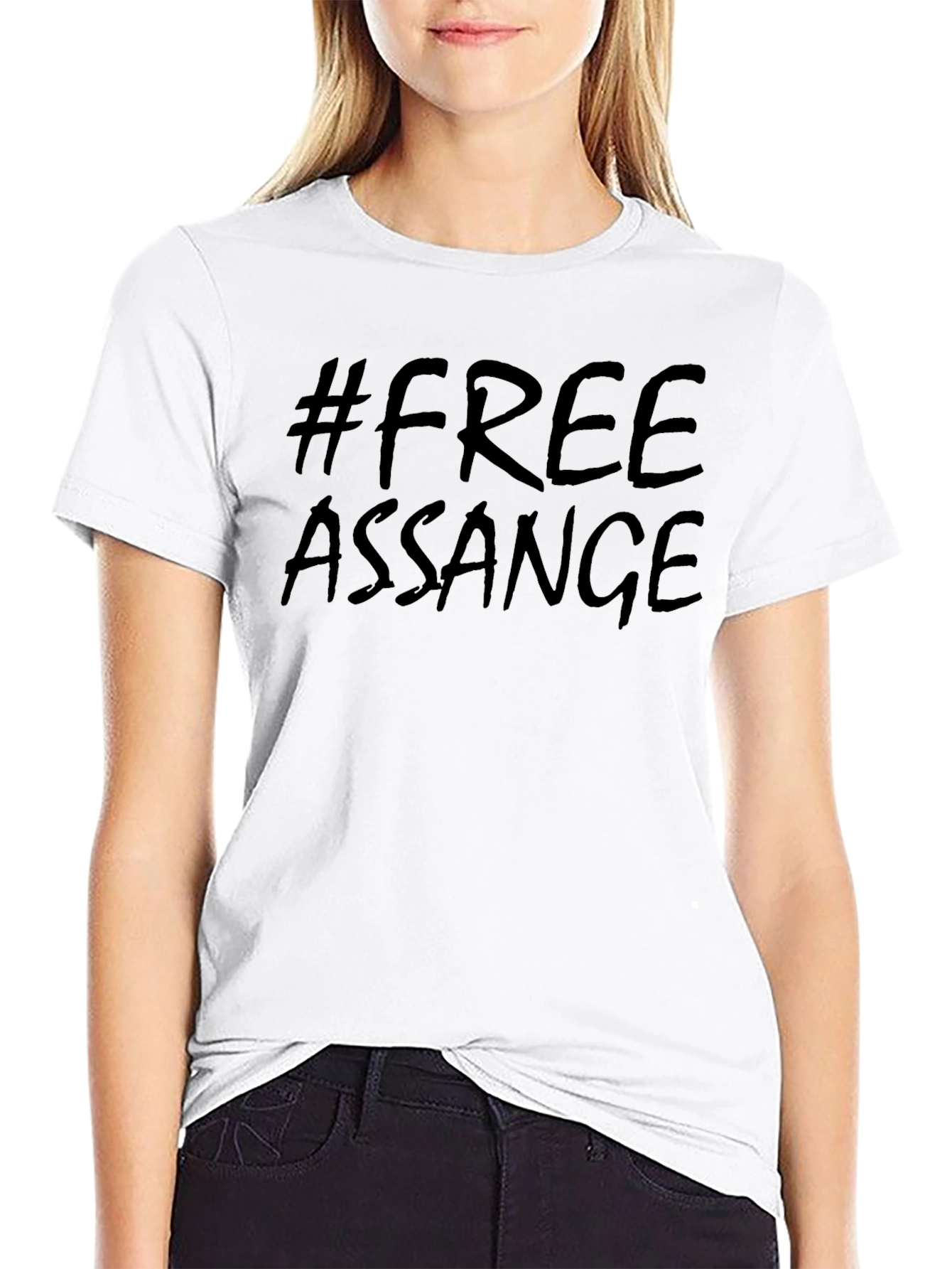 #FreeAssange Black Cotton Graphic Tee - Activism Shirt