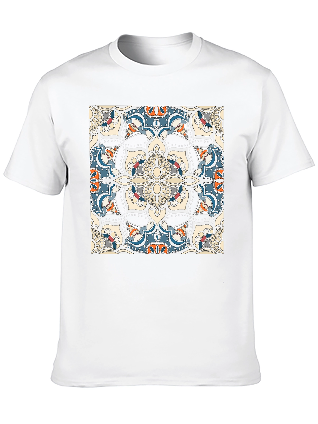 Patterned Graphic Print Crew Neck T-Shirt