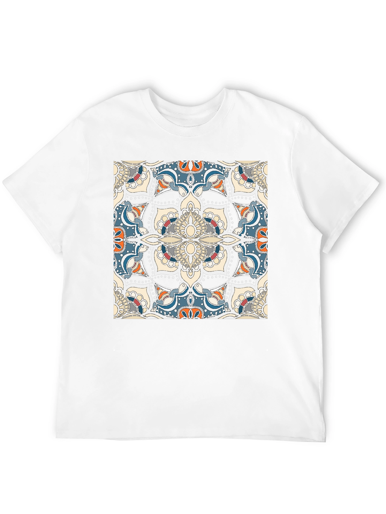 Patterned Graphic Print Crew Neck T-Shirt