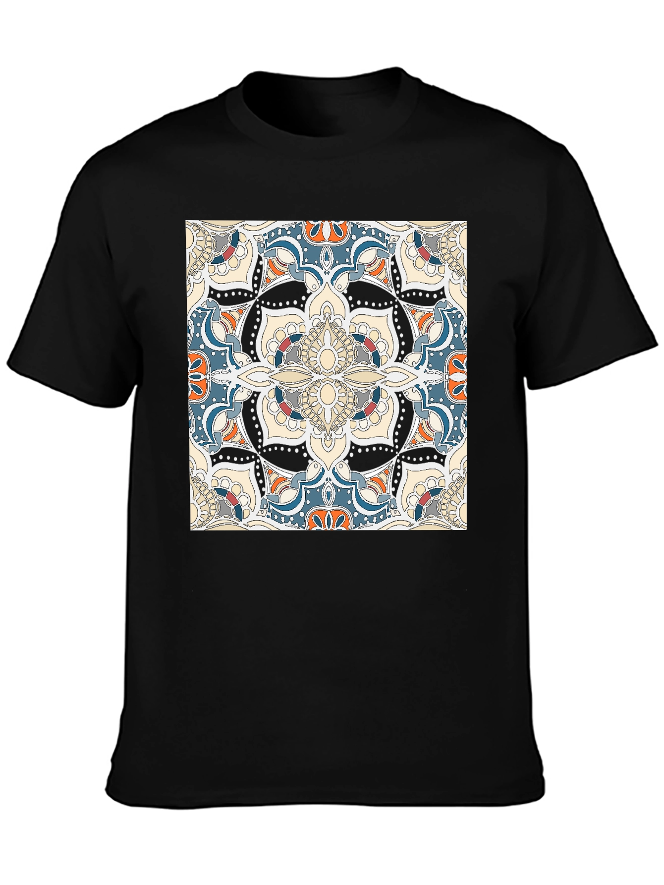 Patterned Graphic Print Crew Neck T-Shirt
