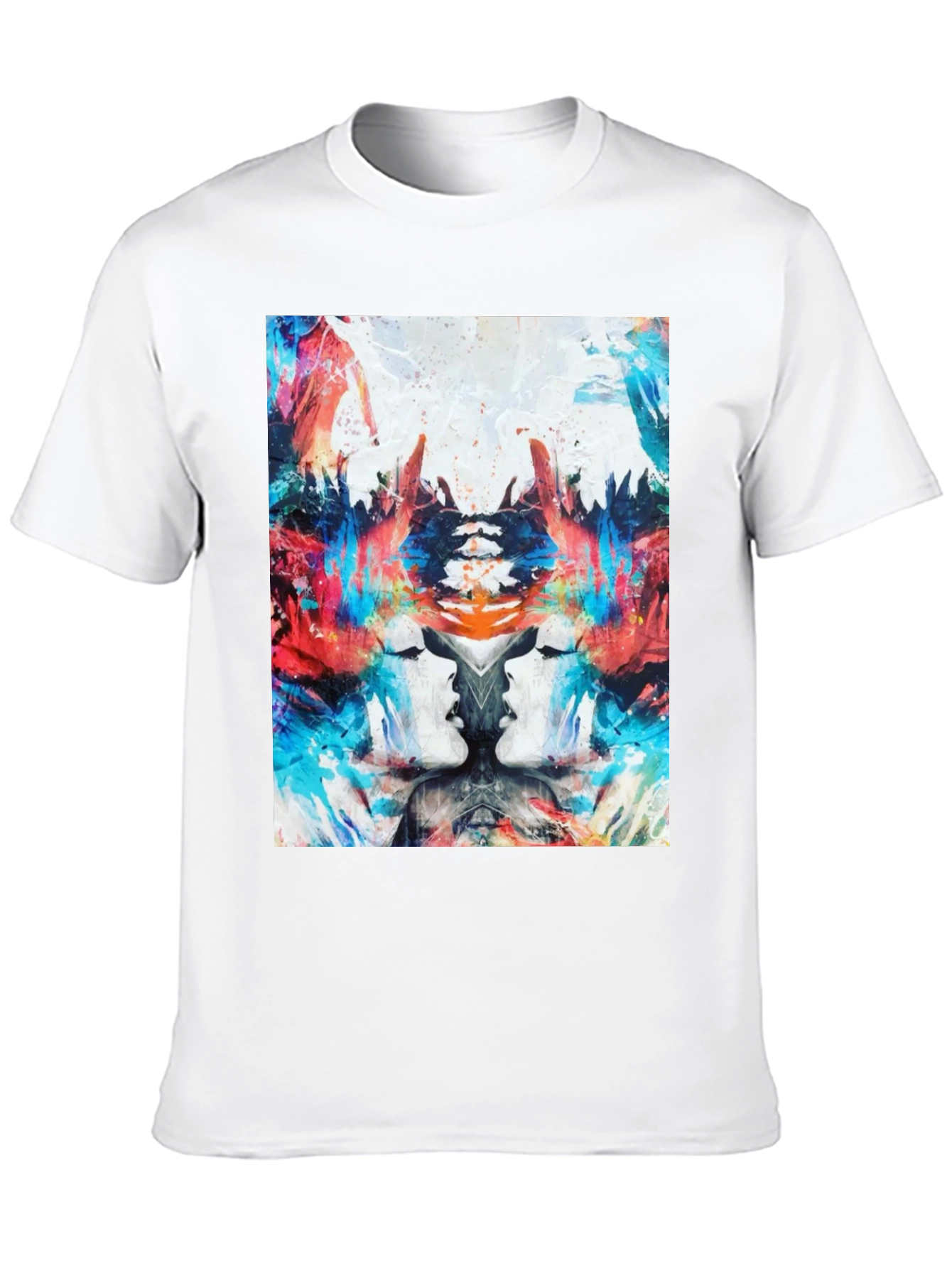 Abstract Face Print Black T-Shirt