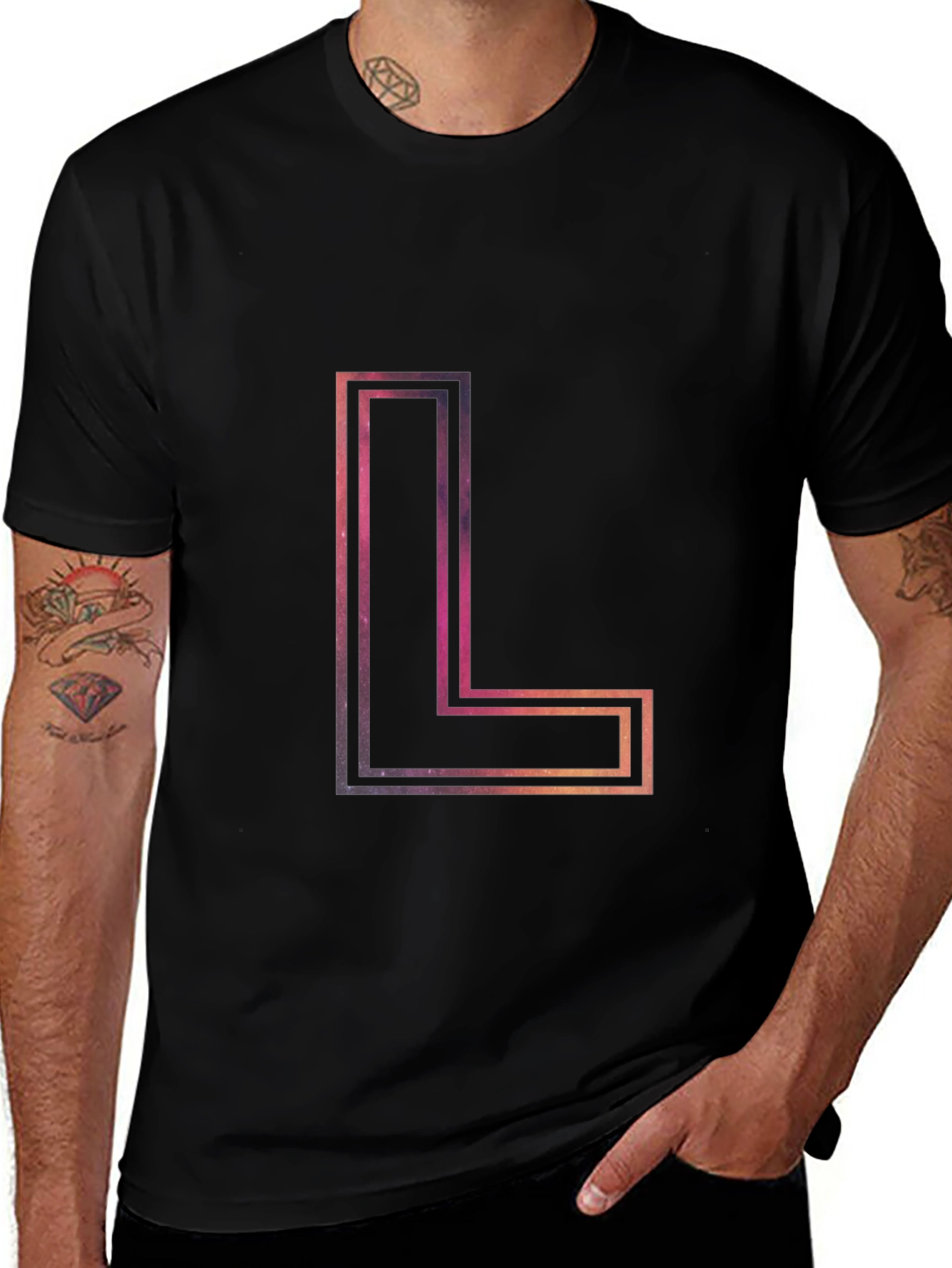 Abstract Galaxy L Letter T-Shirt