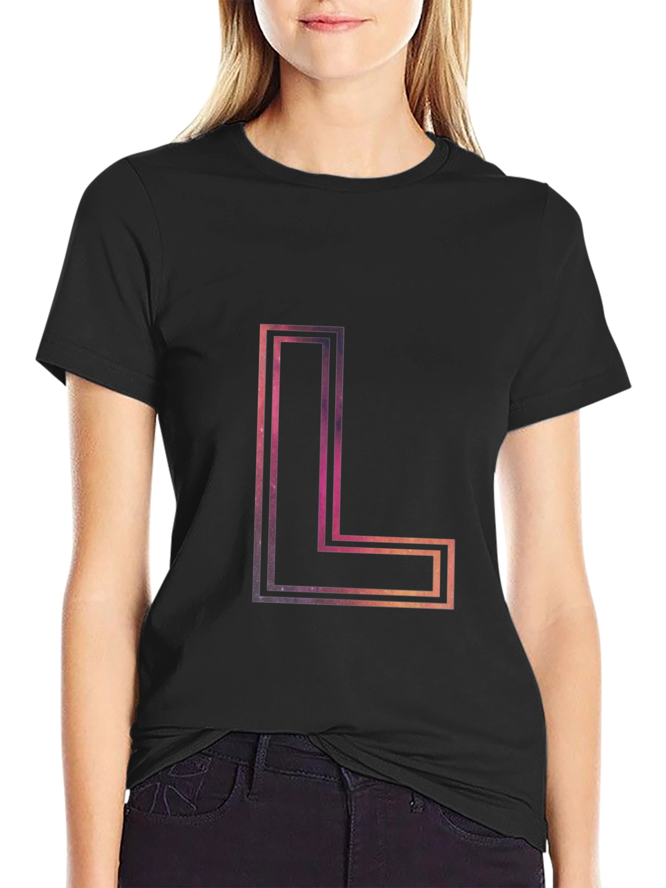 Abstract Galaxy L Letter T-Shirt