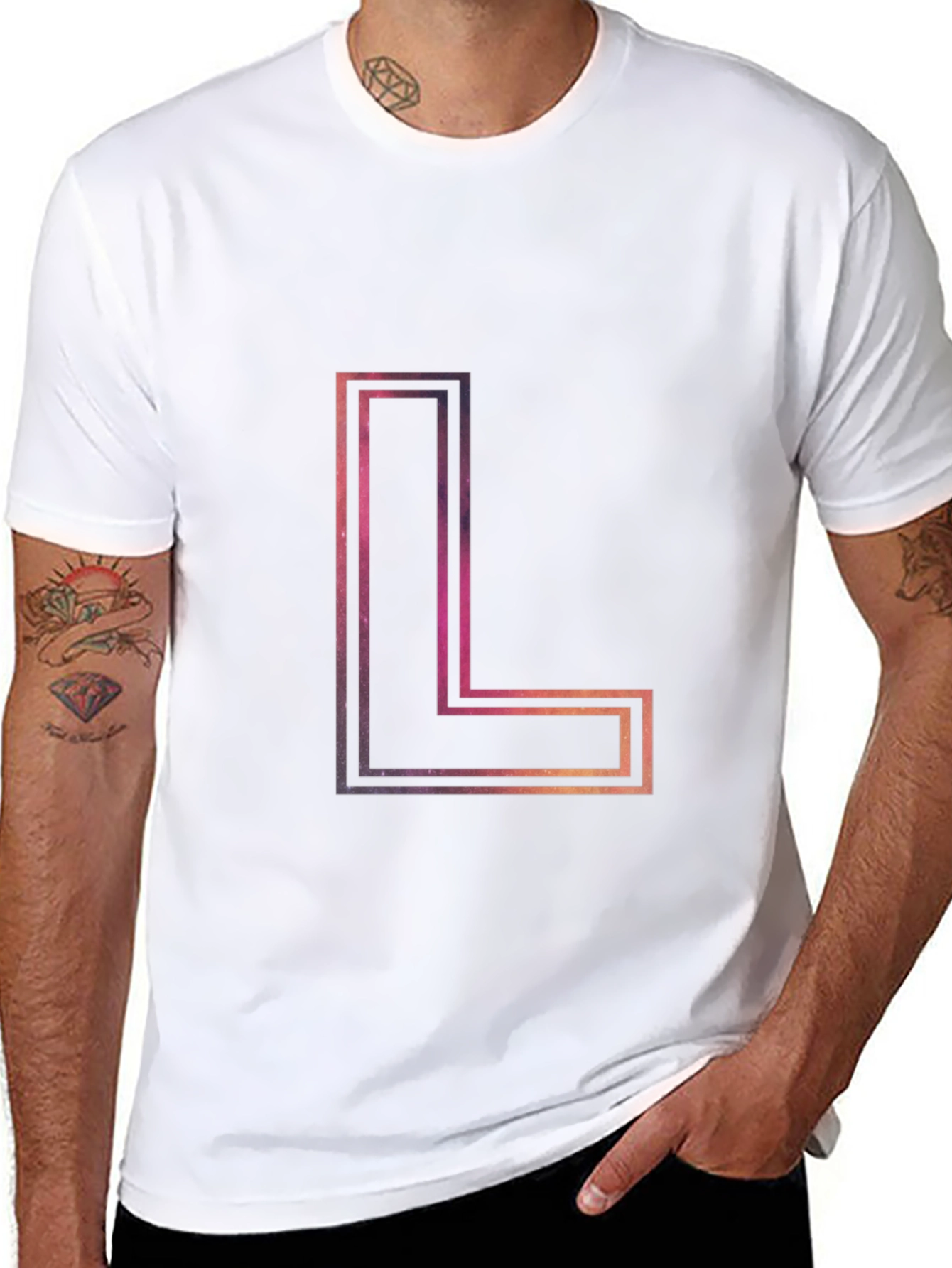 Abstract Galaxy L Letter T-Shirt