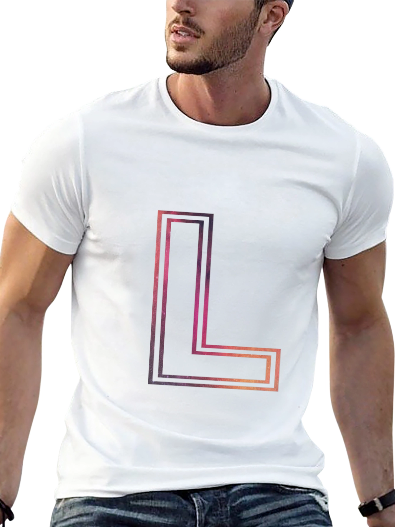 Abstract Galaxy L Letter T-Shirt