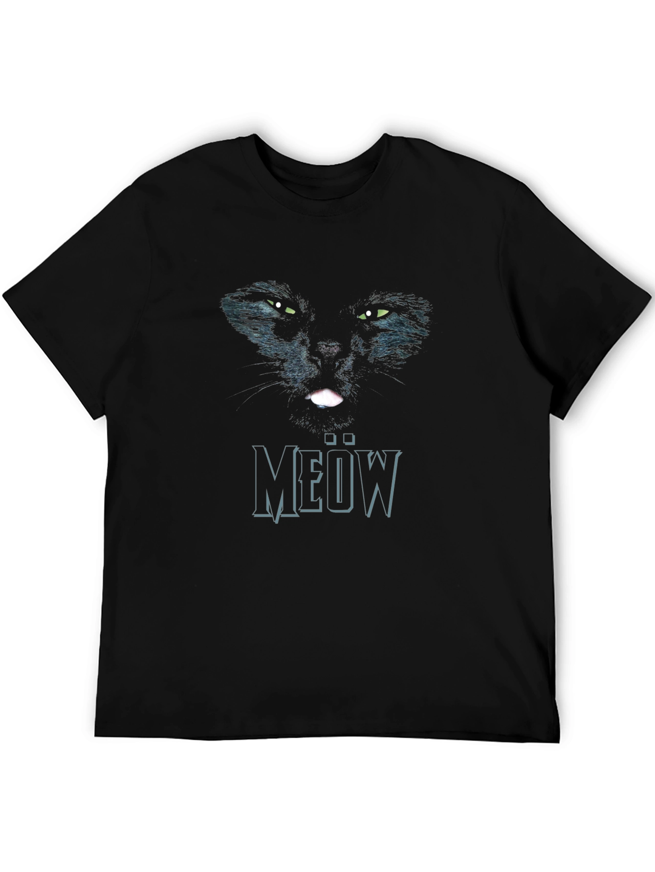 Black Cat Meow Graphic T-Shirt