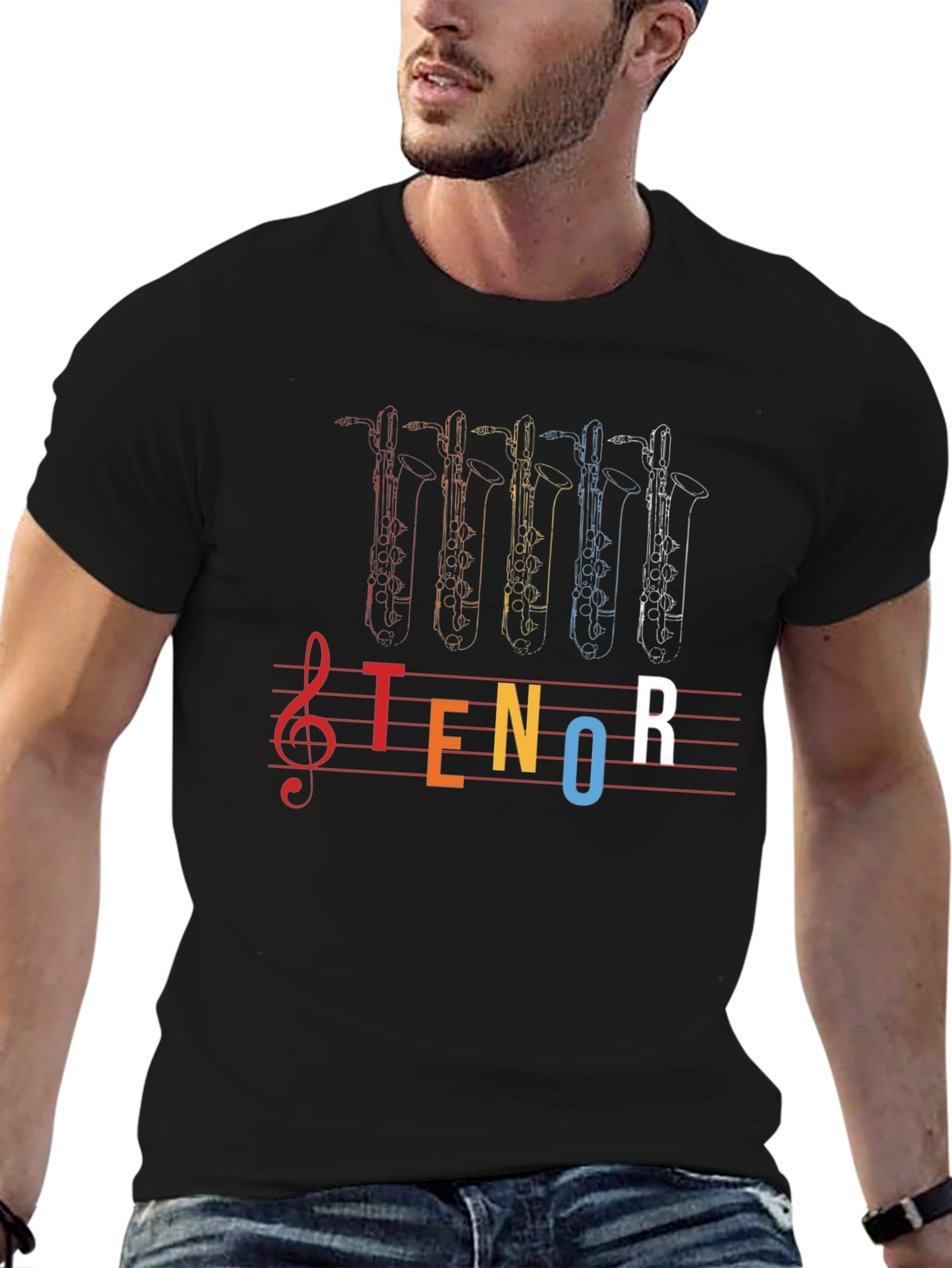 Tenor Saxophone Music T-Shirt - Black