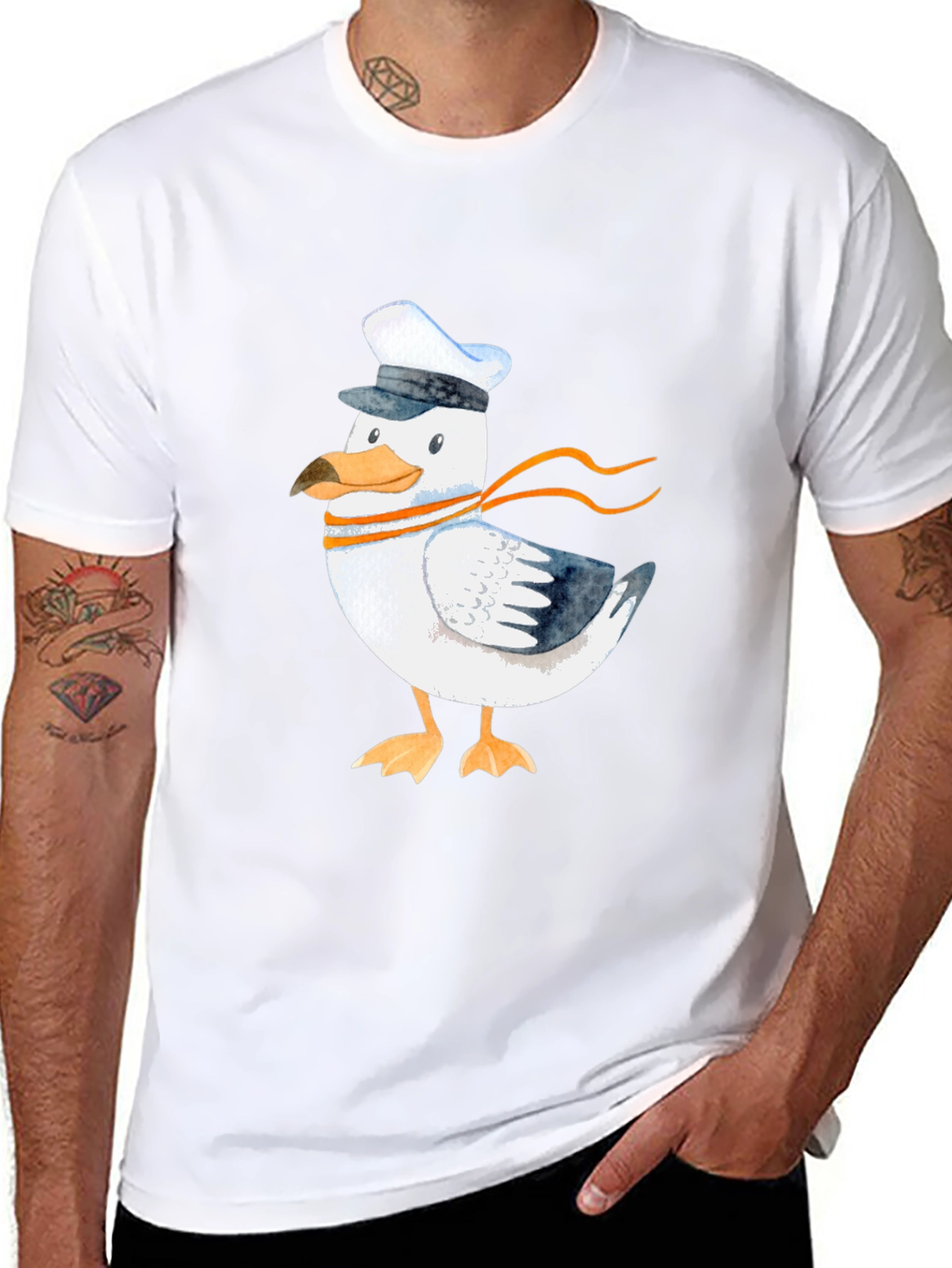 Nautical Seagull Graphic Tee - Mens Black T-Shirt