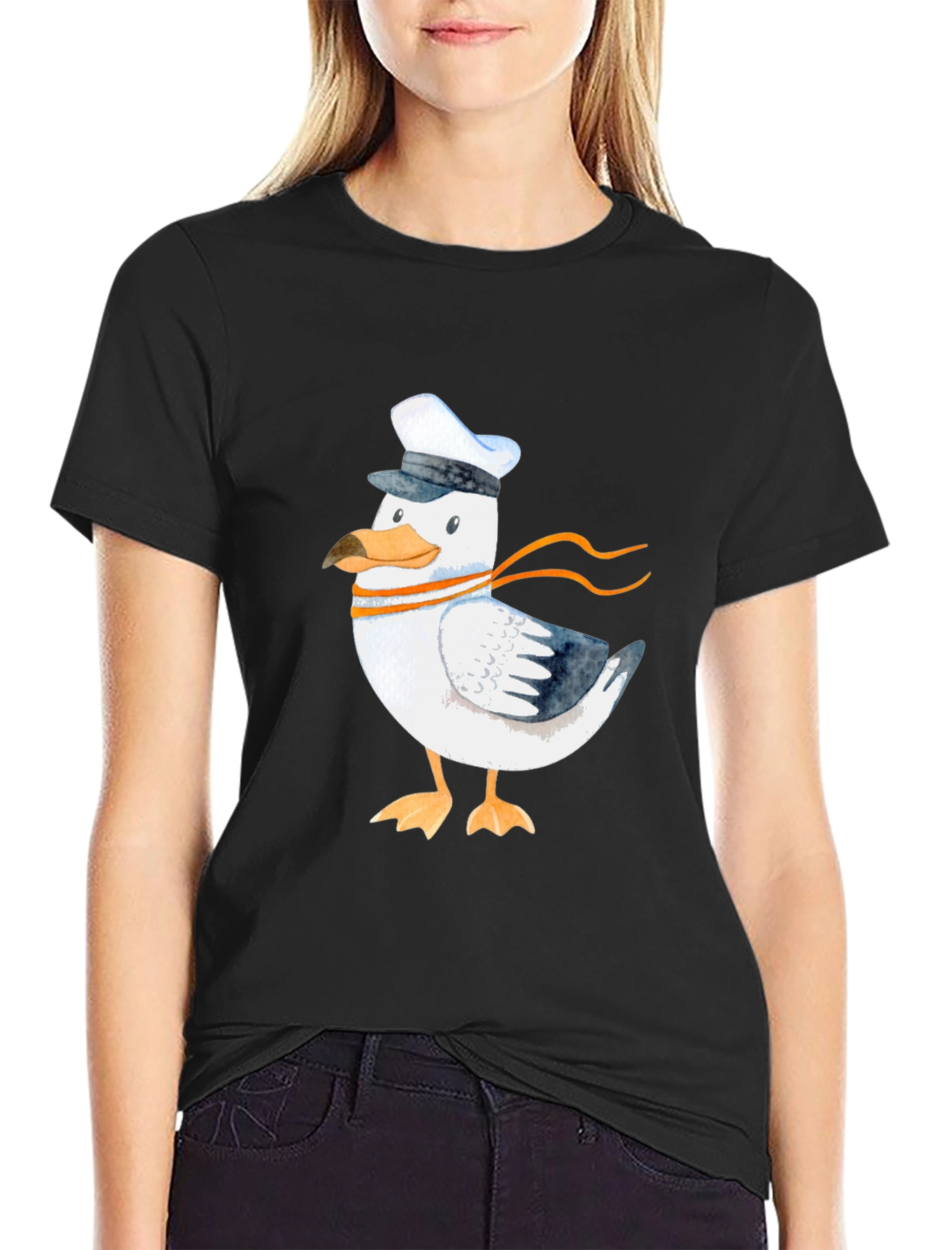 Nautical Seagull Graphic Tee - Mens Black T-Shirt