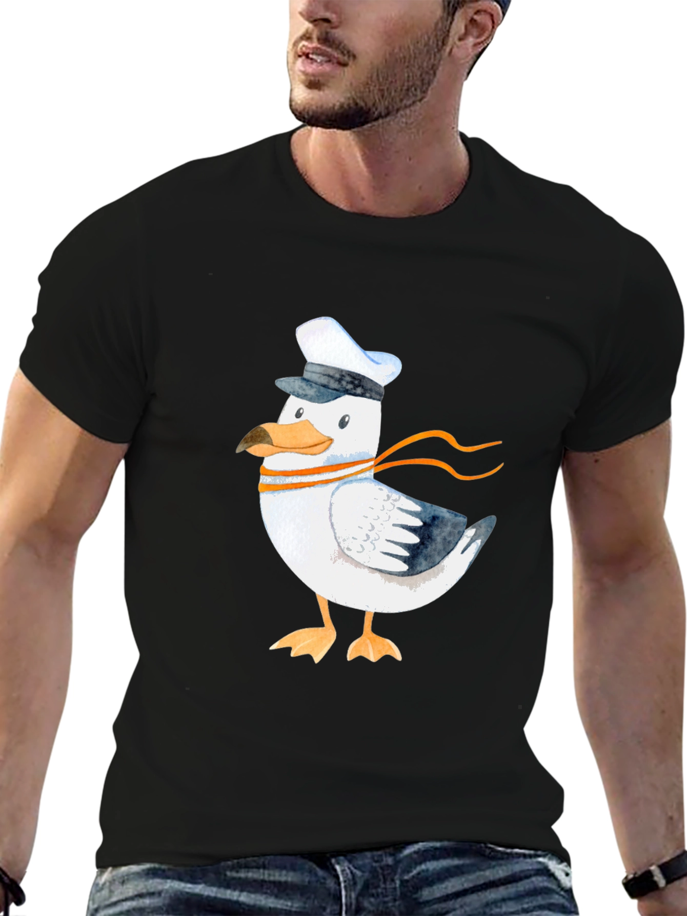Nautical Seagull Graphic Tee - Mens Black T-Shirt