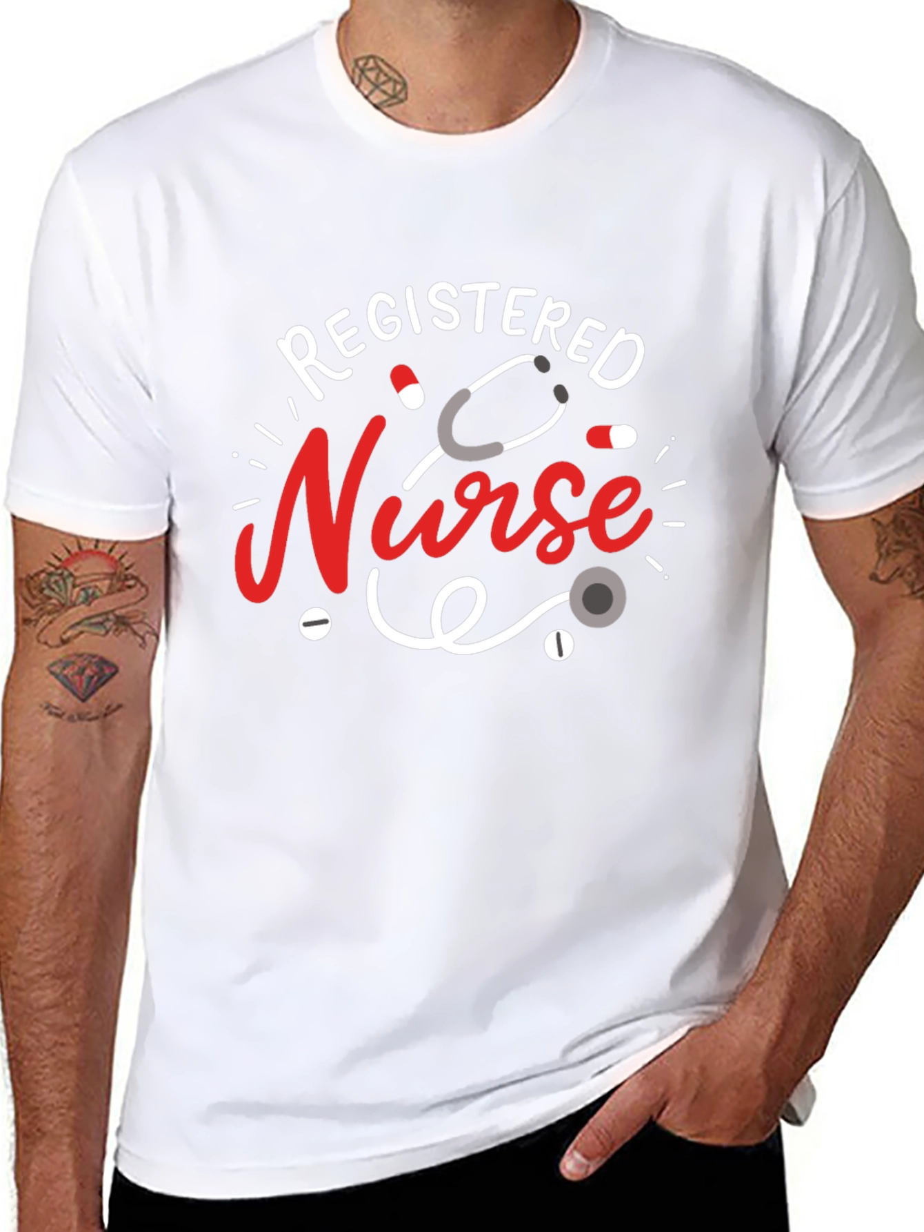Registered Nurse Graphic T-Shirt - Black Cotton Blend