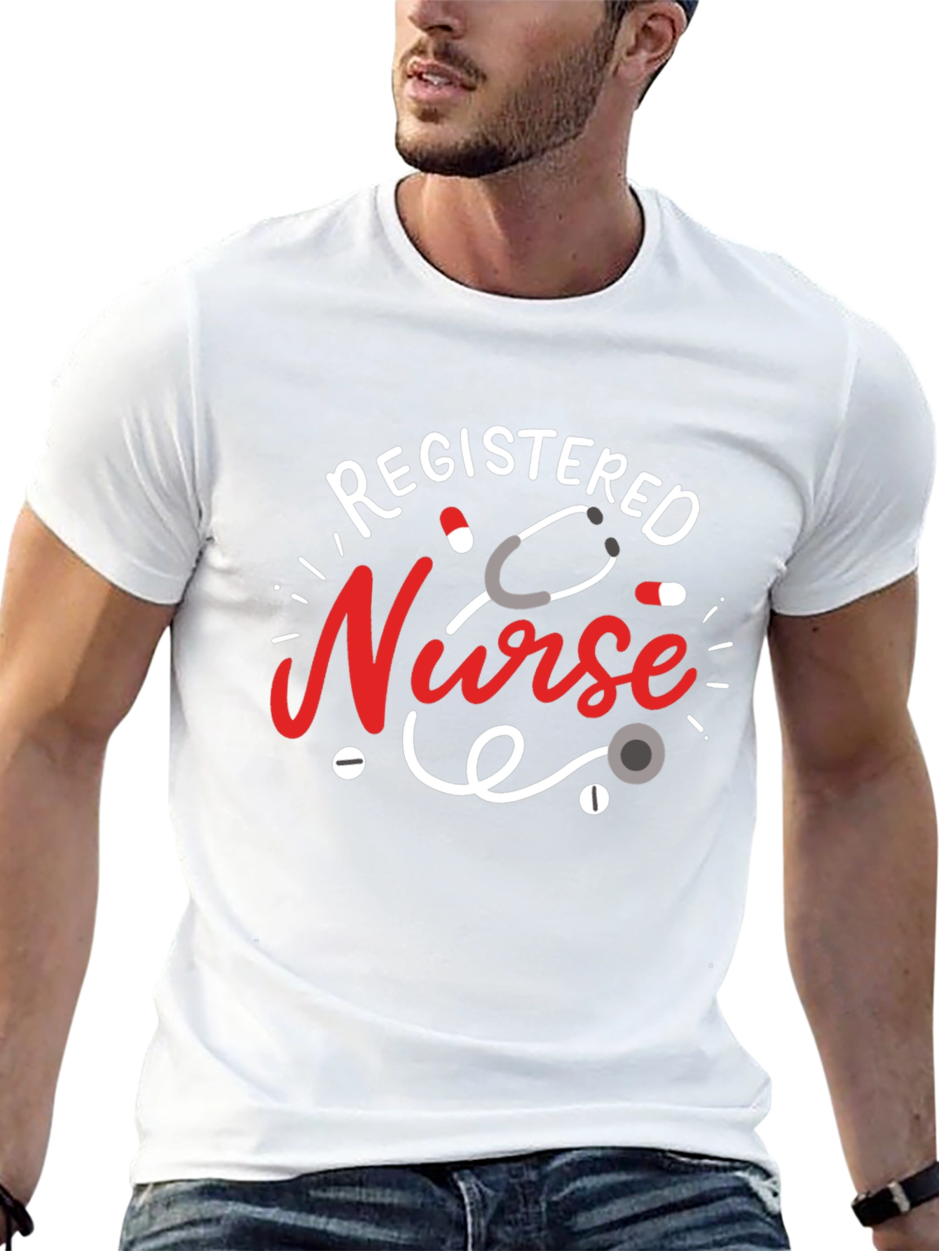 Registered Nurse Graphic T-Shirt - Black Cotton Blend