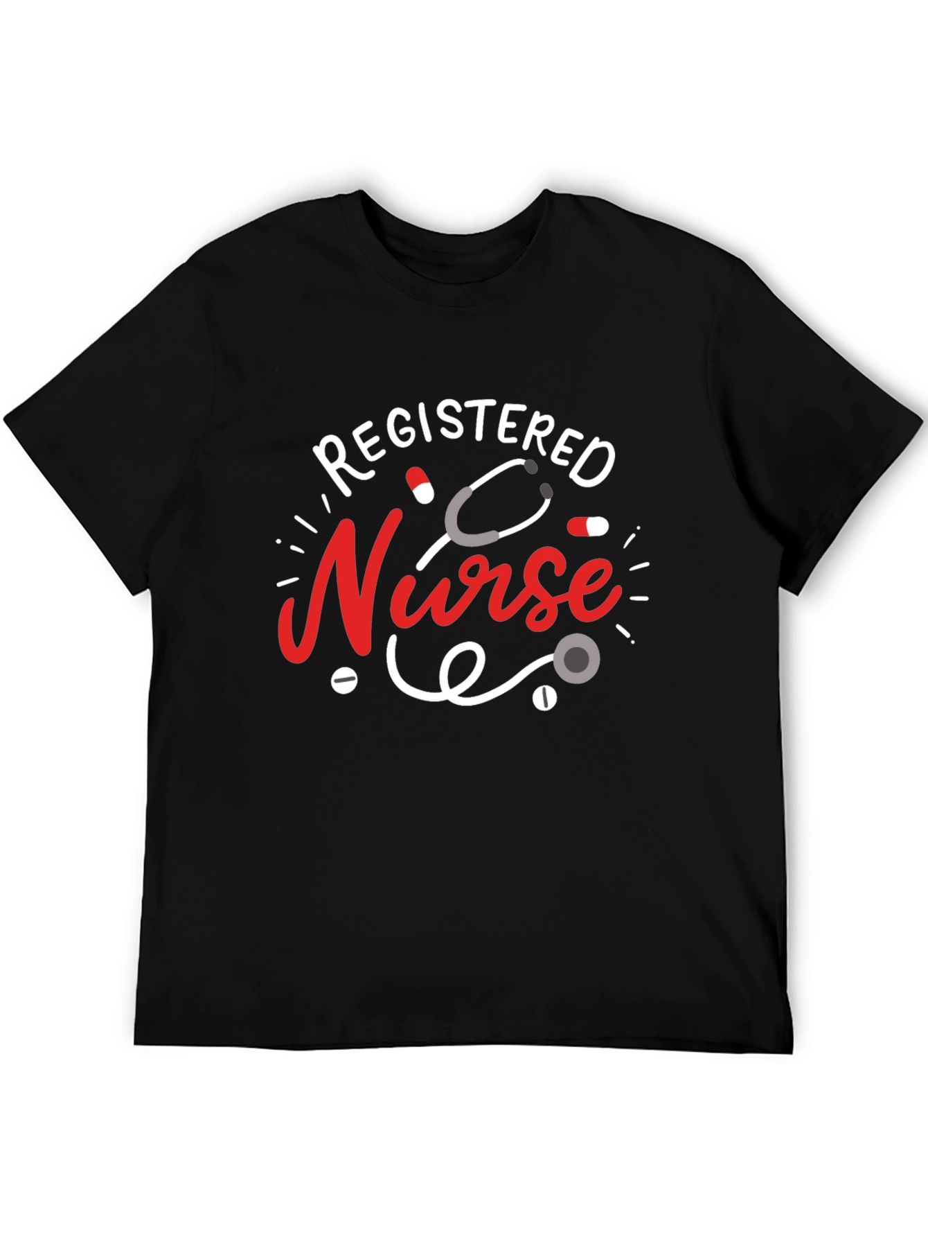 Registered Nurse Graphic T-Shirt - Black Cotton Blend