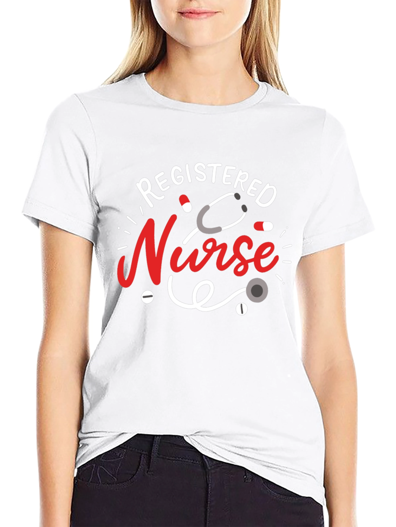 Registered Nurse Graphic T-Shirt - Black Cotton Blend