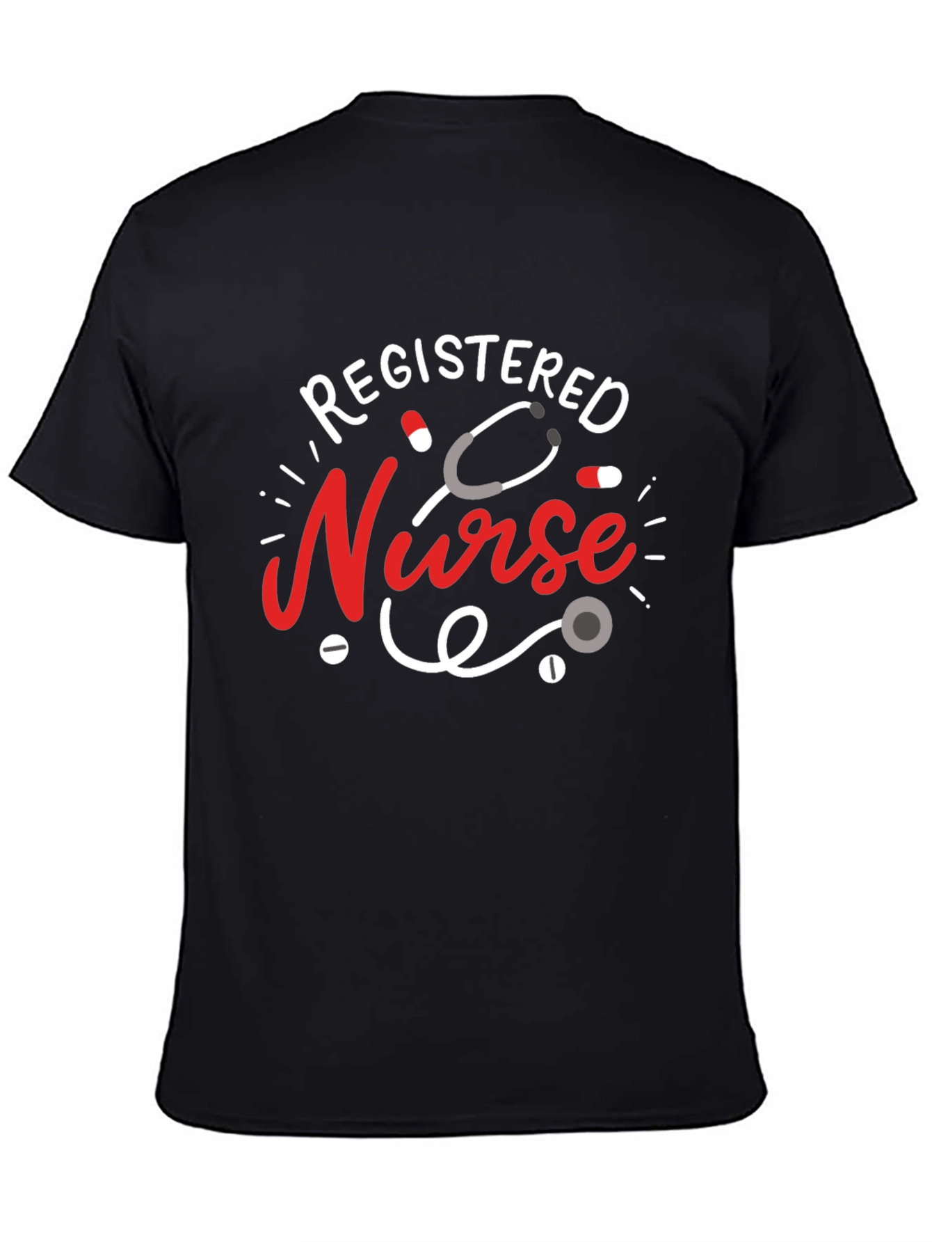 Registered Nurse Graphic T-Shirt - Black Cotton Blend