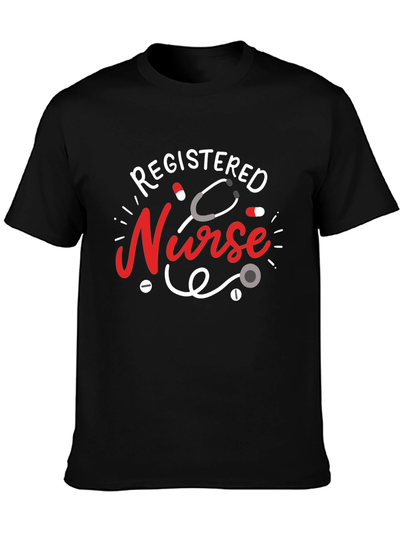 Registered Nurse Graphic T-Shirt - Black Cotton Blend