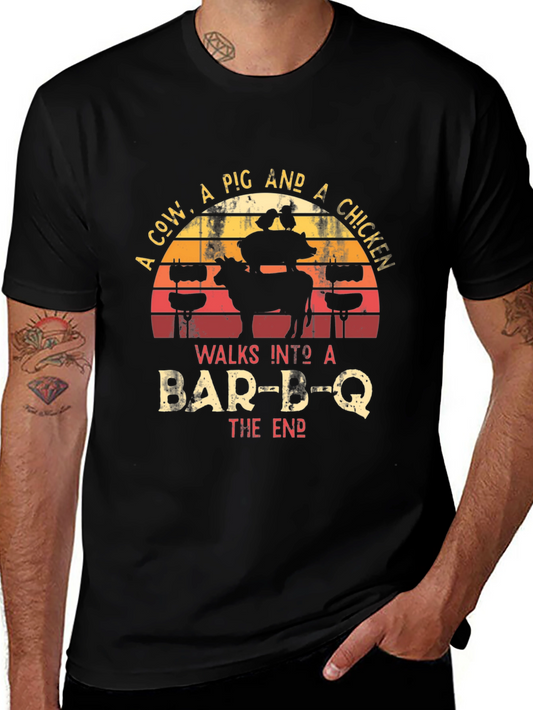 A Cow a Pig and a Chicken Bar-B-Q Graphic T-Shirt