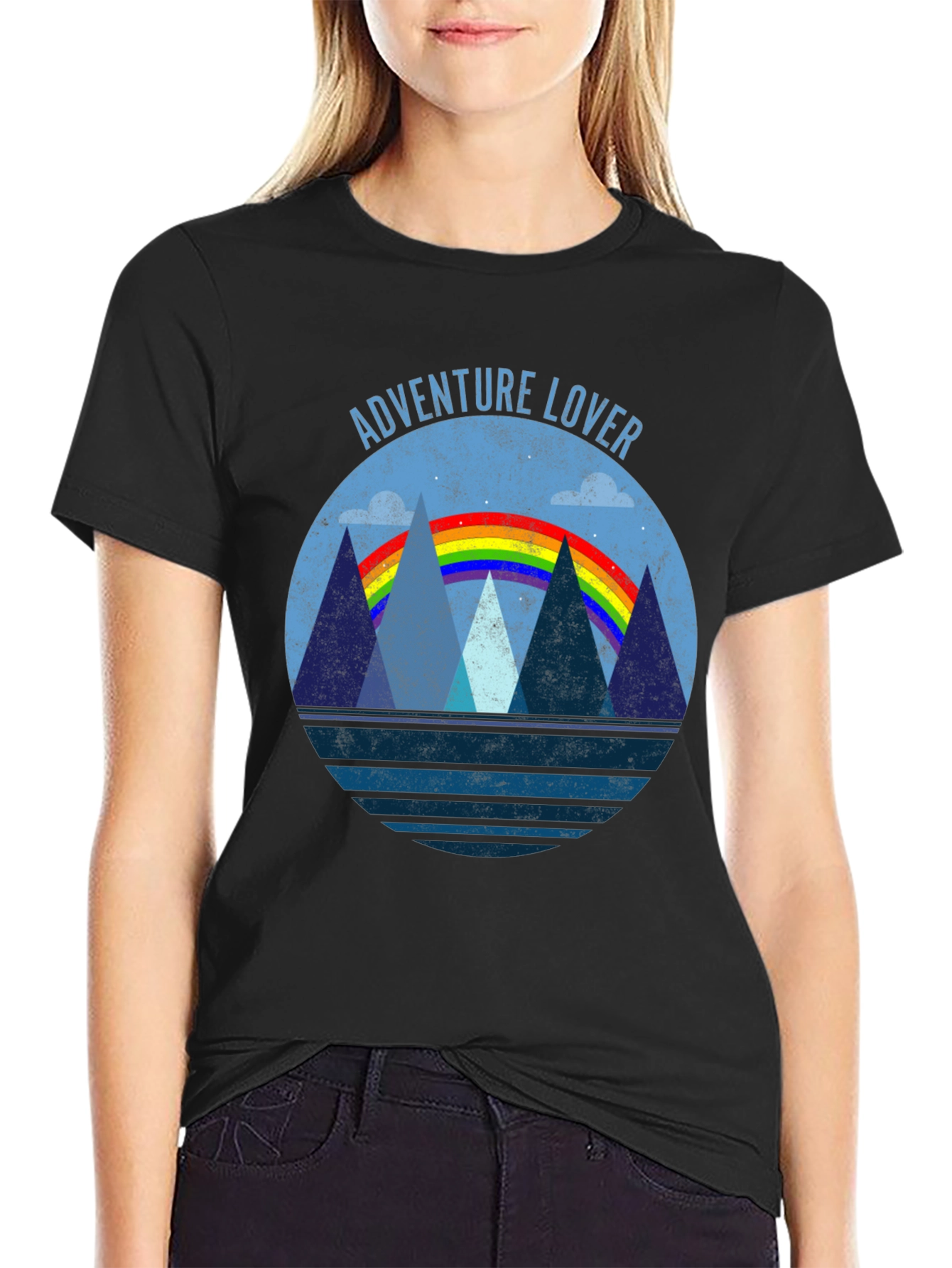 Adventure Lover Graphic Tee | Mountain Rainbow Design