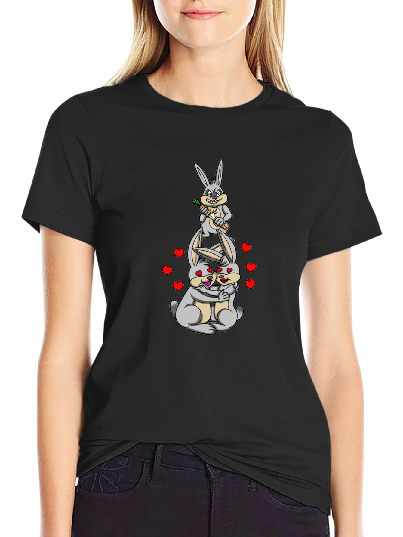 Funny Rabbit Valentines Day Graphic T-Shirt