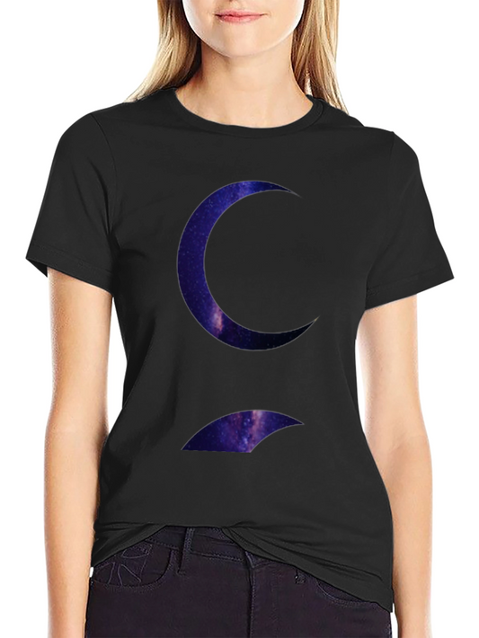 Galaxy Crescent Moon Black T-Shirt