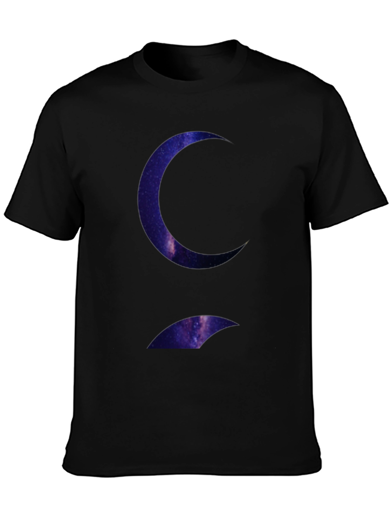Galaxy Crescent Moon Black T-Shirt
