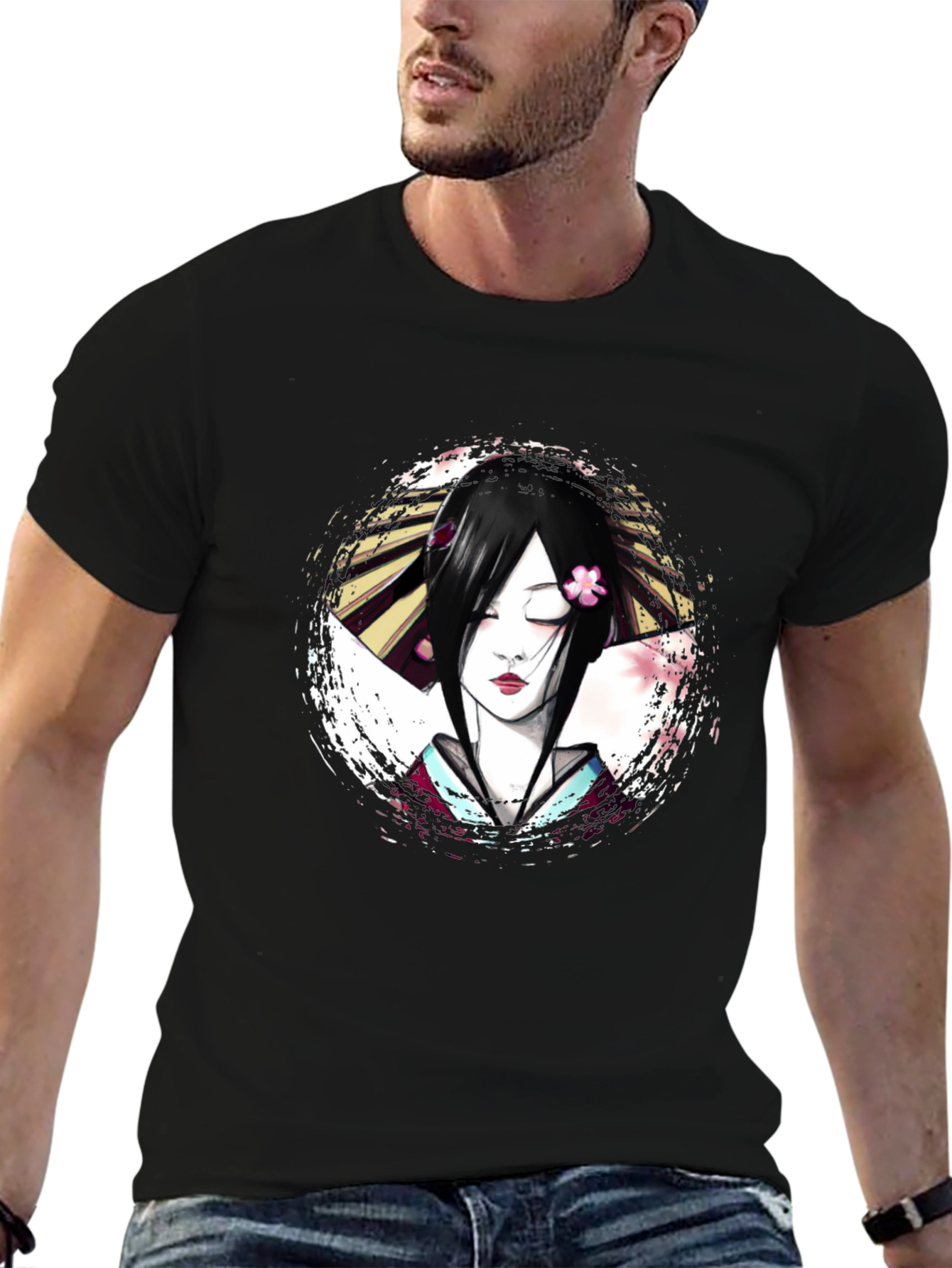 Geisha Graphic Print T-Shirt - Unique Artistic Design