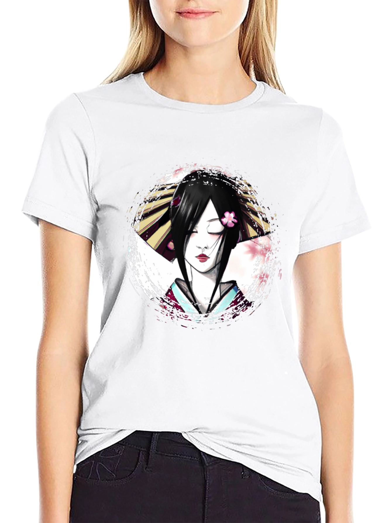 Geisha Graphic Print T-Shirt - Unique Artistic Design