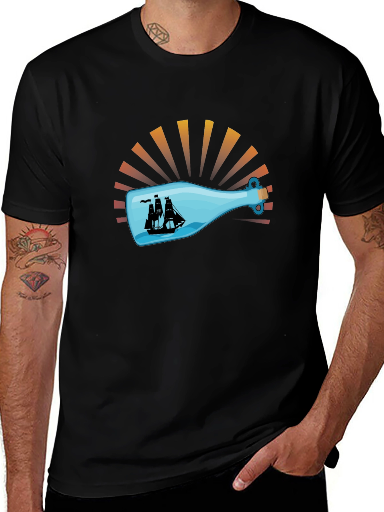 Nautical Ship in a Bottle Graphic Tee
