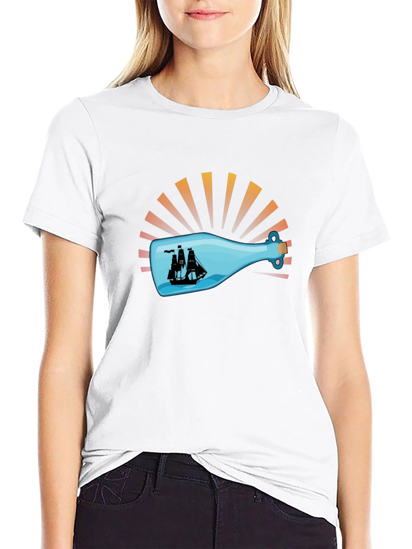 Nautical Ship in a Bottle Graphic Tee