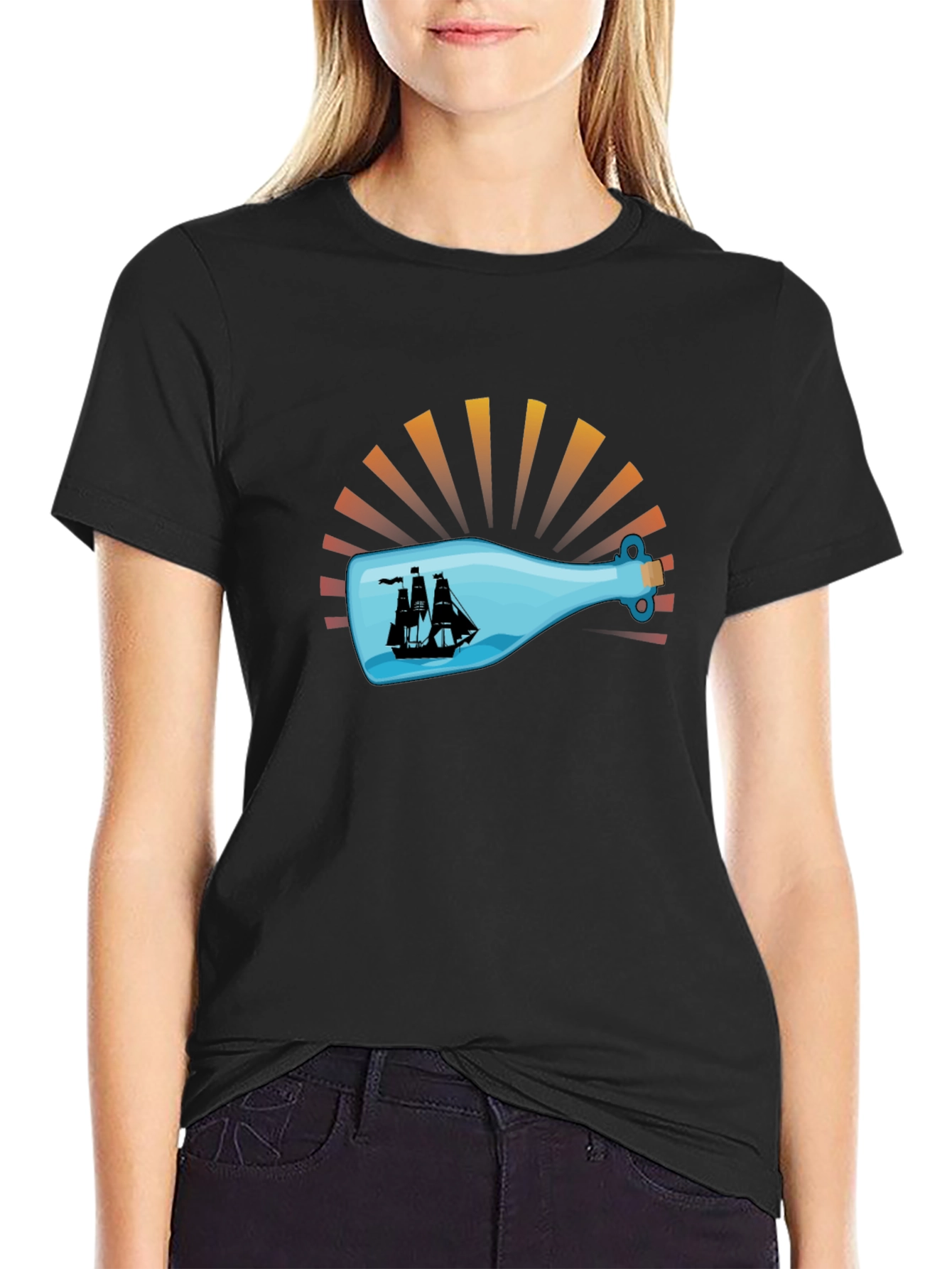 Nautical Ship in a Bottle Graphic Tee