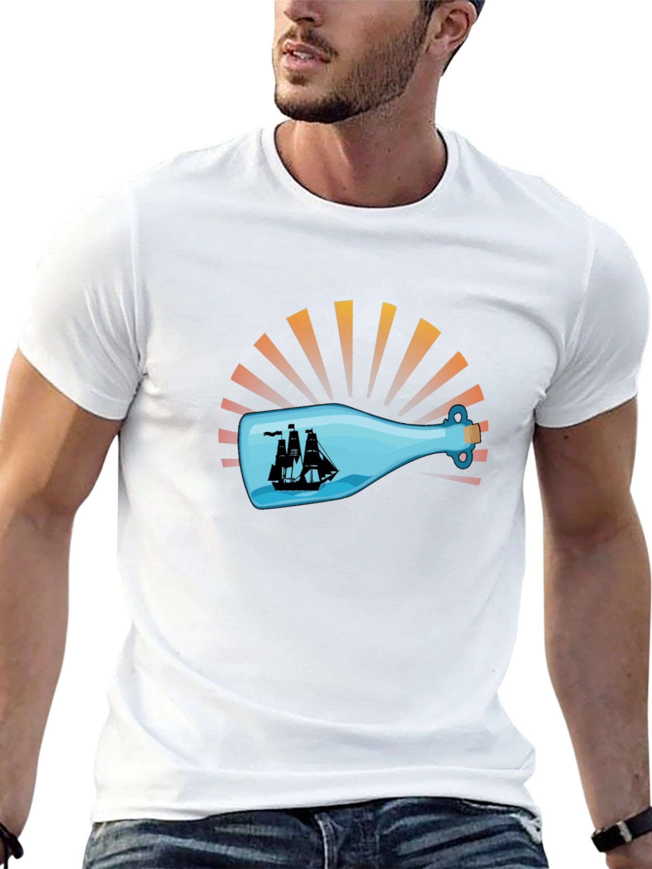 Nautical Ship in a Bottle Graphic Tee