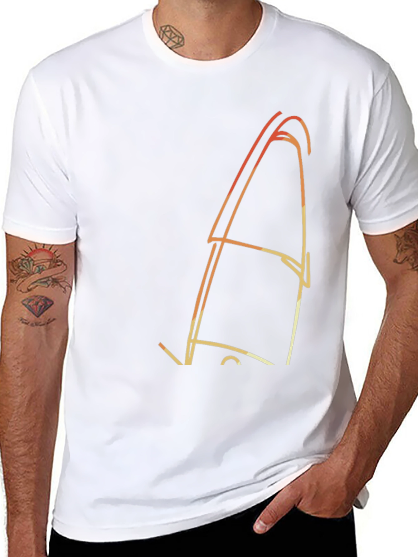Abstract Line Art Graphic Black Tee