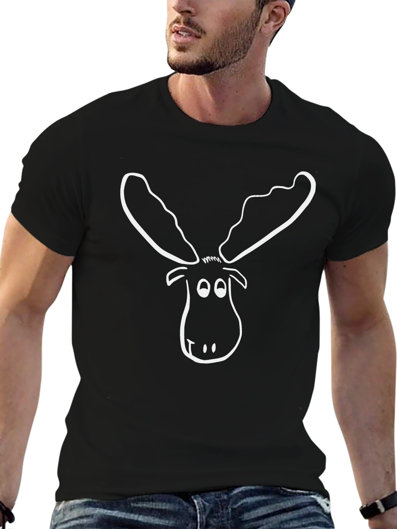 Funny Moose Graphic Tee - Black Casual T-Shirt