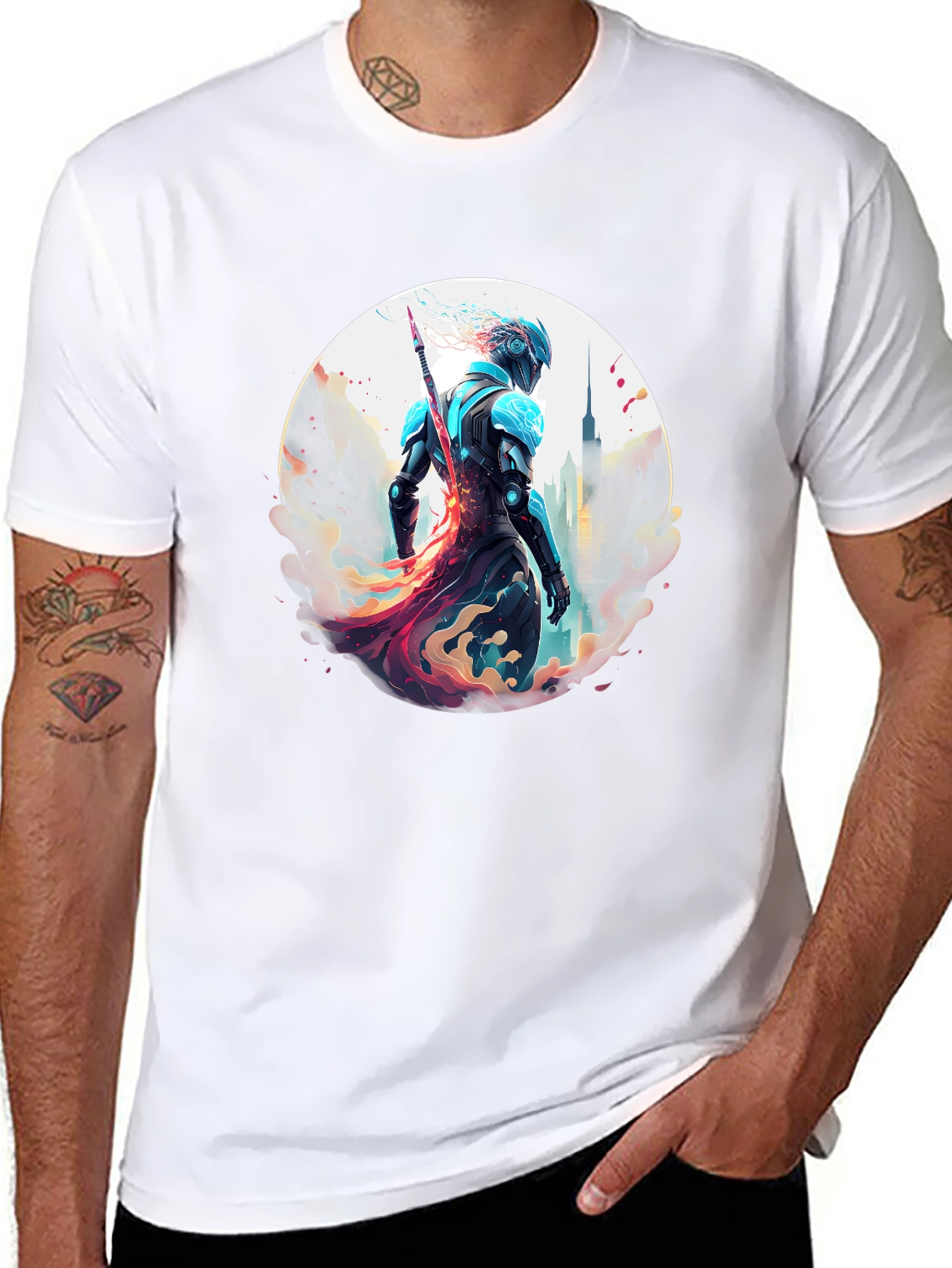 Futuristic Warrior Graphic T-Shirt