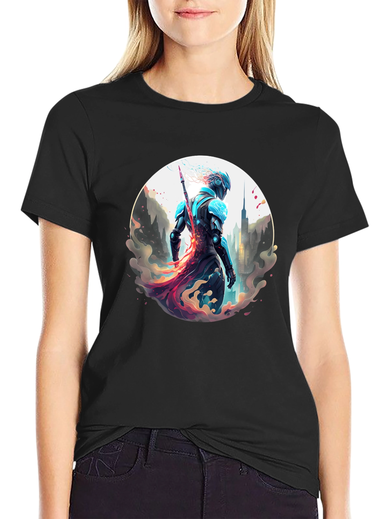 Futuristic Warrior Graphic T-Shirt