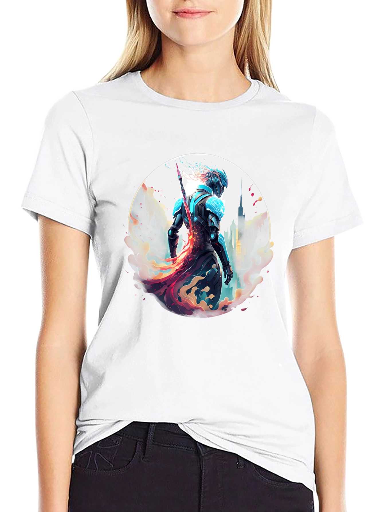 Futuristic Warrior Graphic T-Shirt