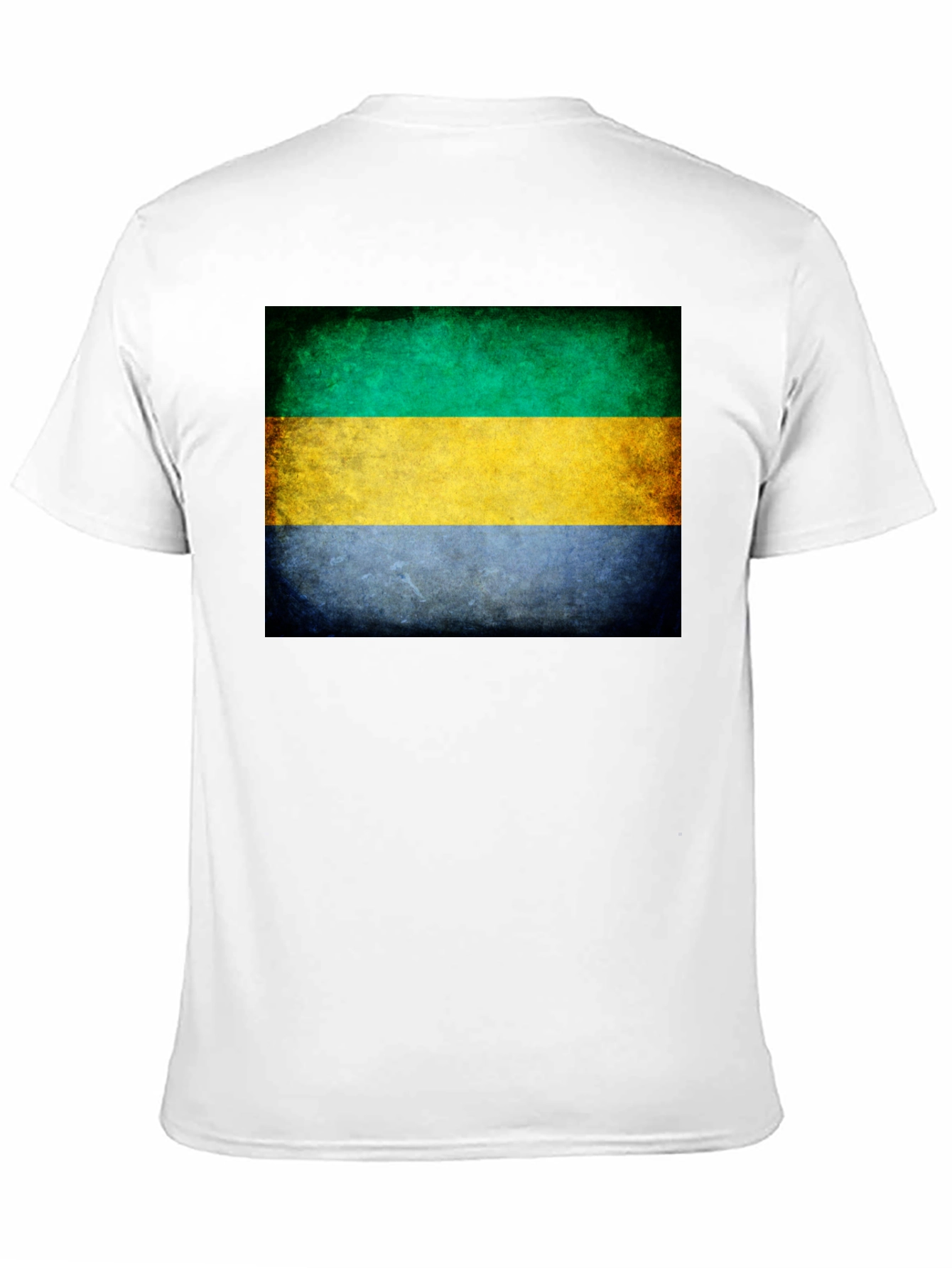Gabon Flag Graphic T-Shirt - Black Crew Neck Tee
