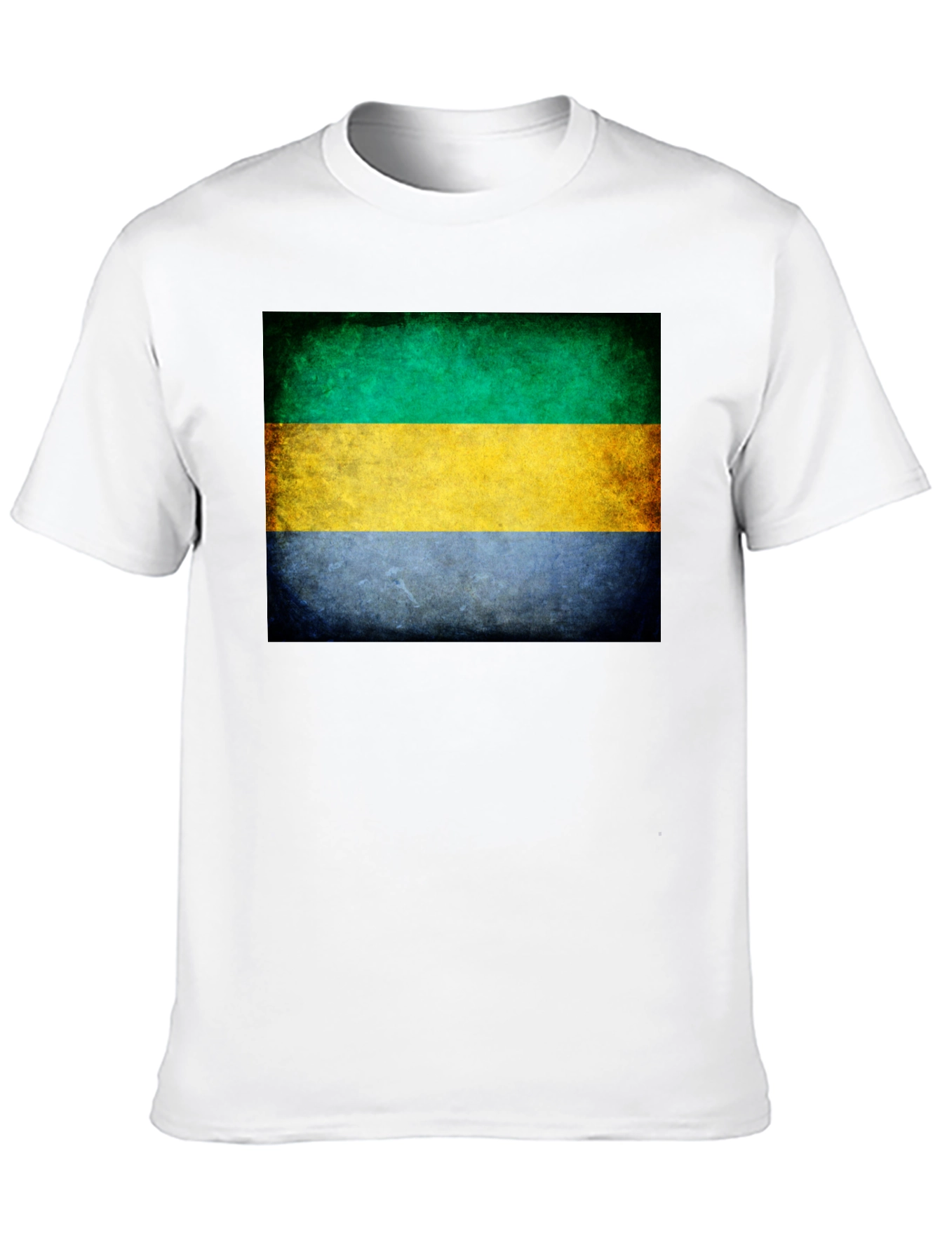 Gabon Flag Graphic T-Shirt - Black Crew Neck Tee